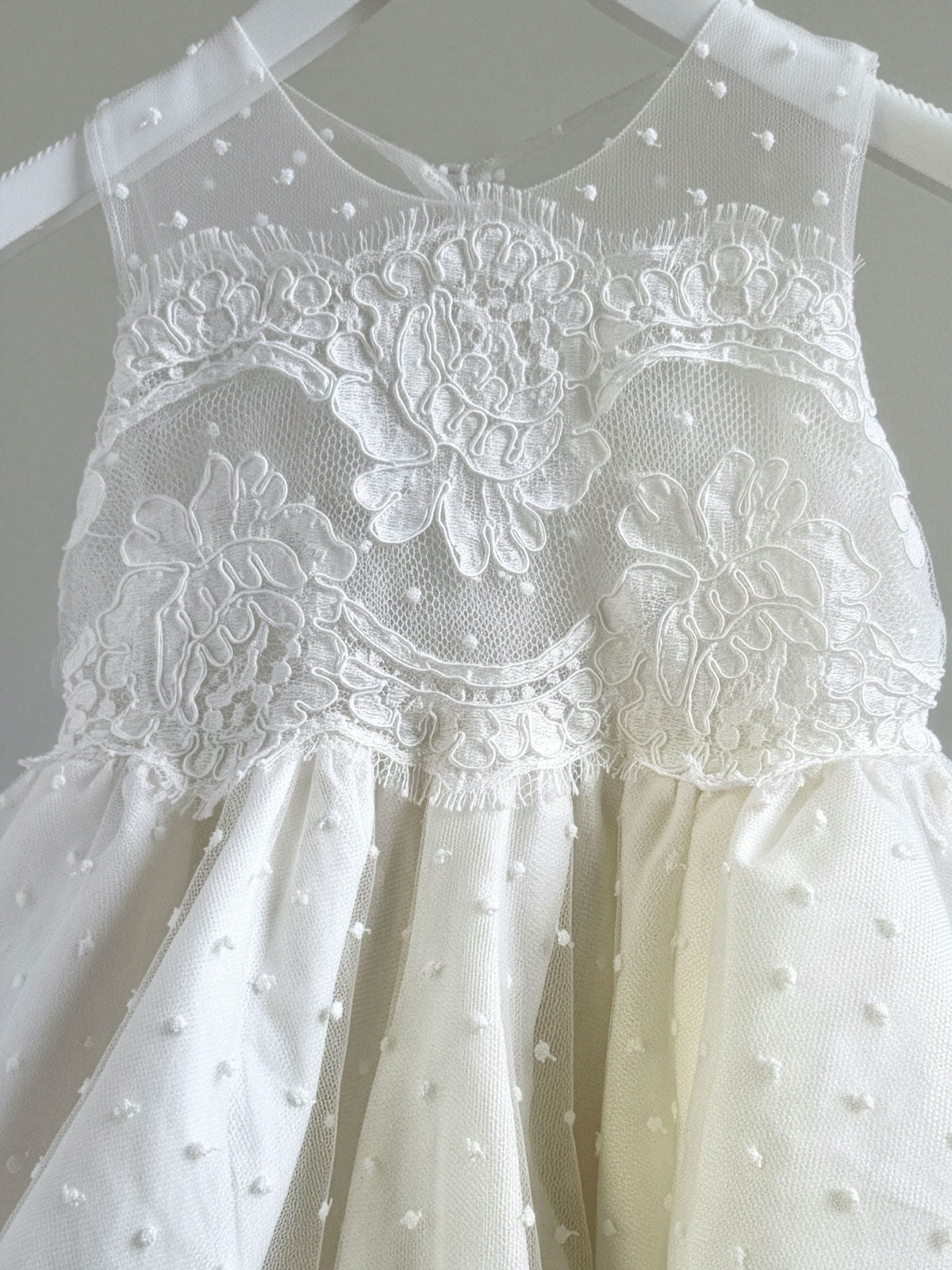 Girl's Polka dot dress with lace - LENORA