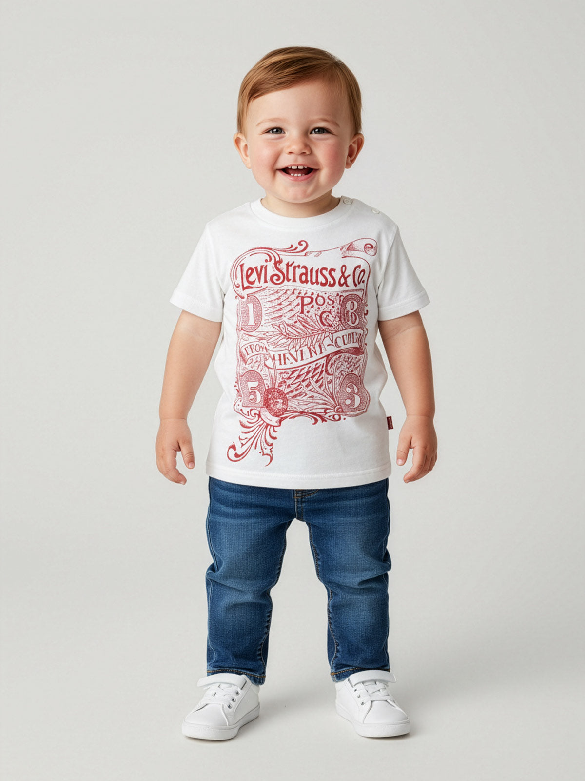 Levi's-Βαμβακερό βρεφικό μπλουζάκι με τύπωμα-N710134