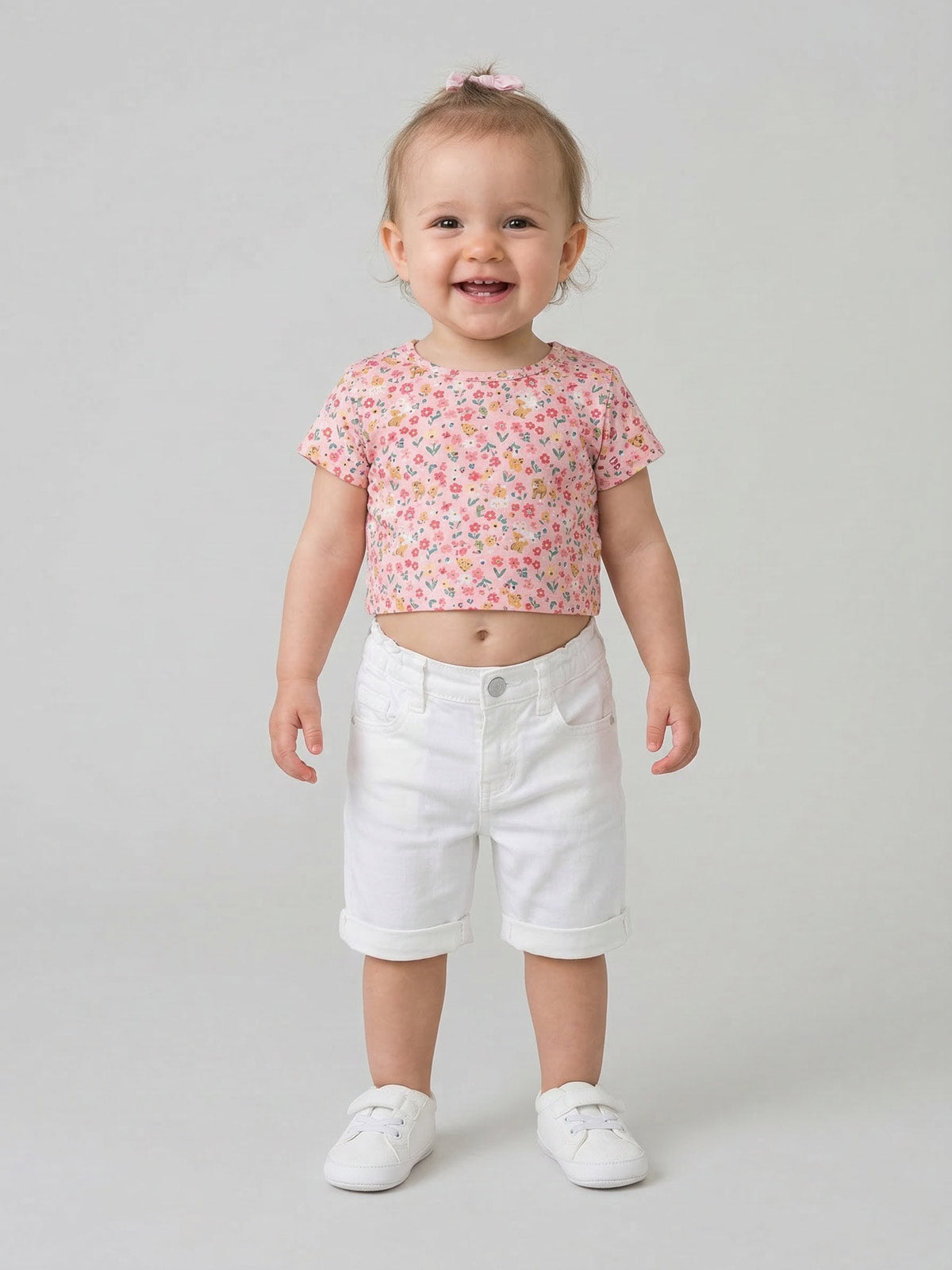 Levi's white cotton shorts for little girl-N126504-01