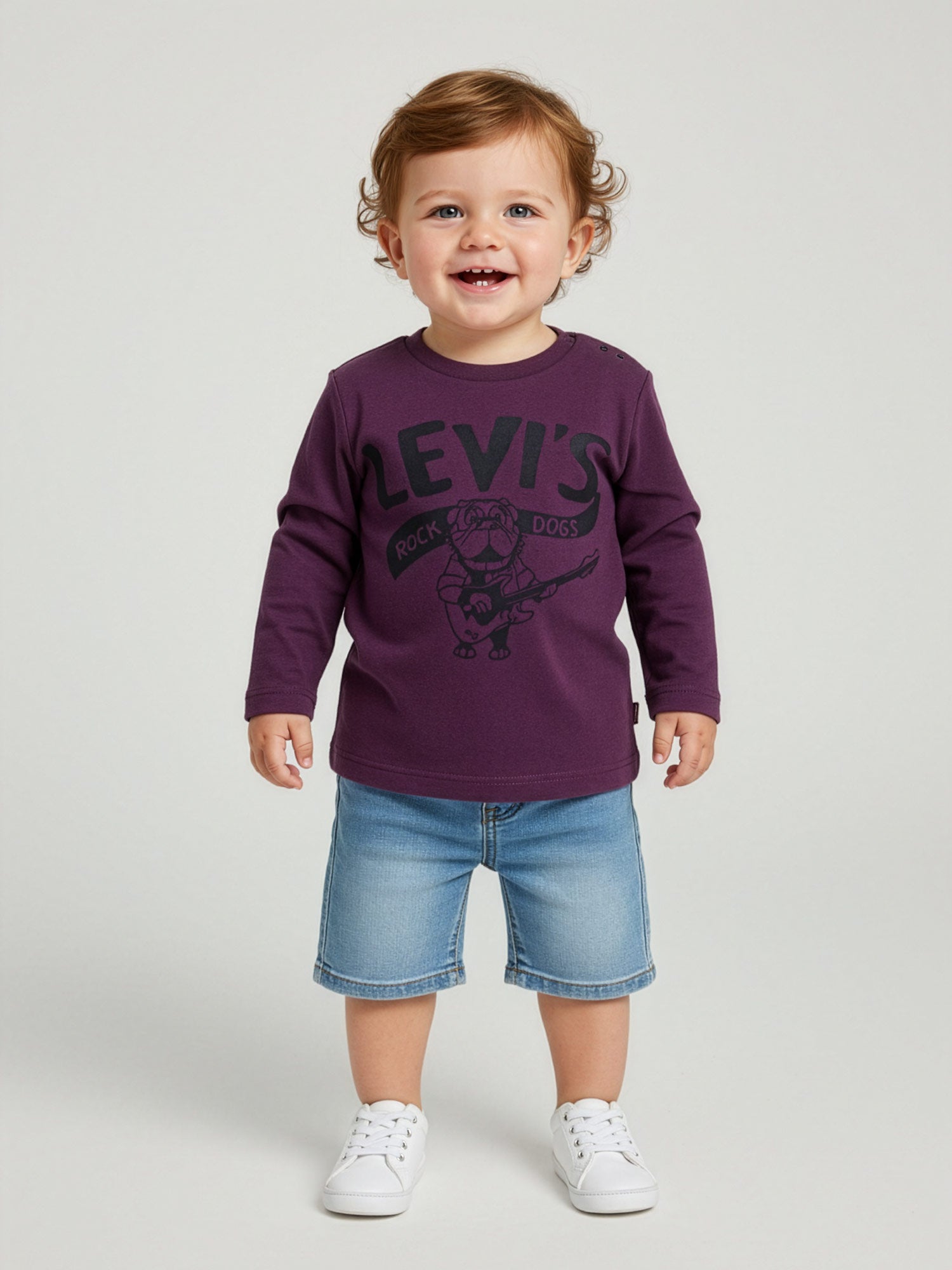 Levi's-Βαμβακερό βρεφικό μπλουζάκι με μακρύ μανίκι-N210274