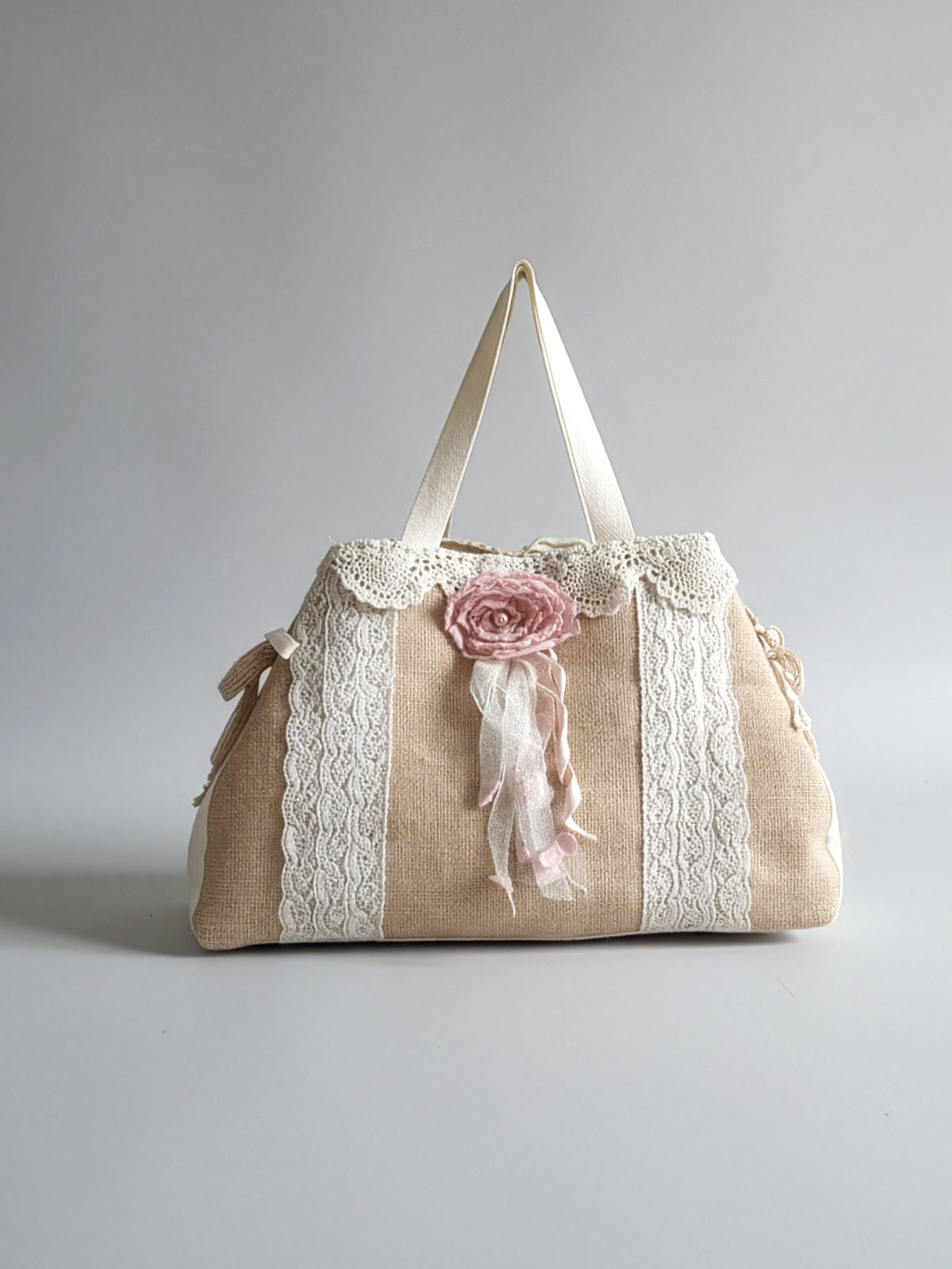 Baptism Handmade Natural Burlap bag - LYDIA