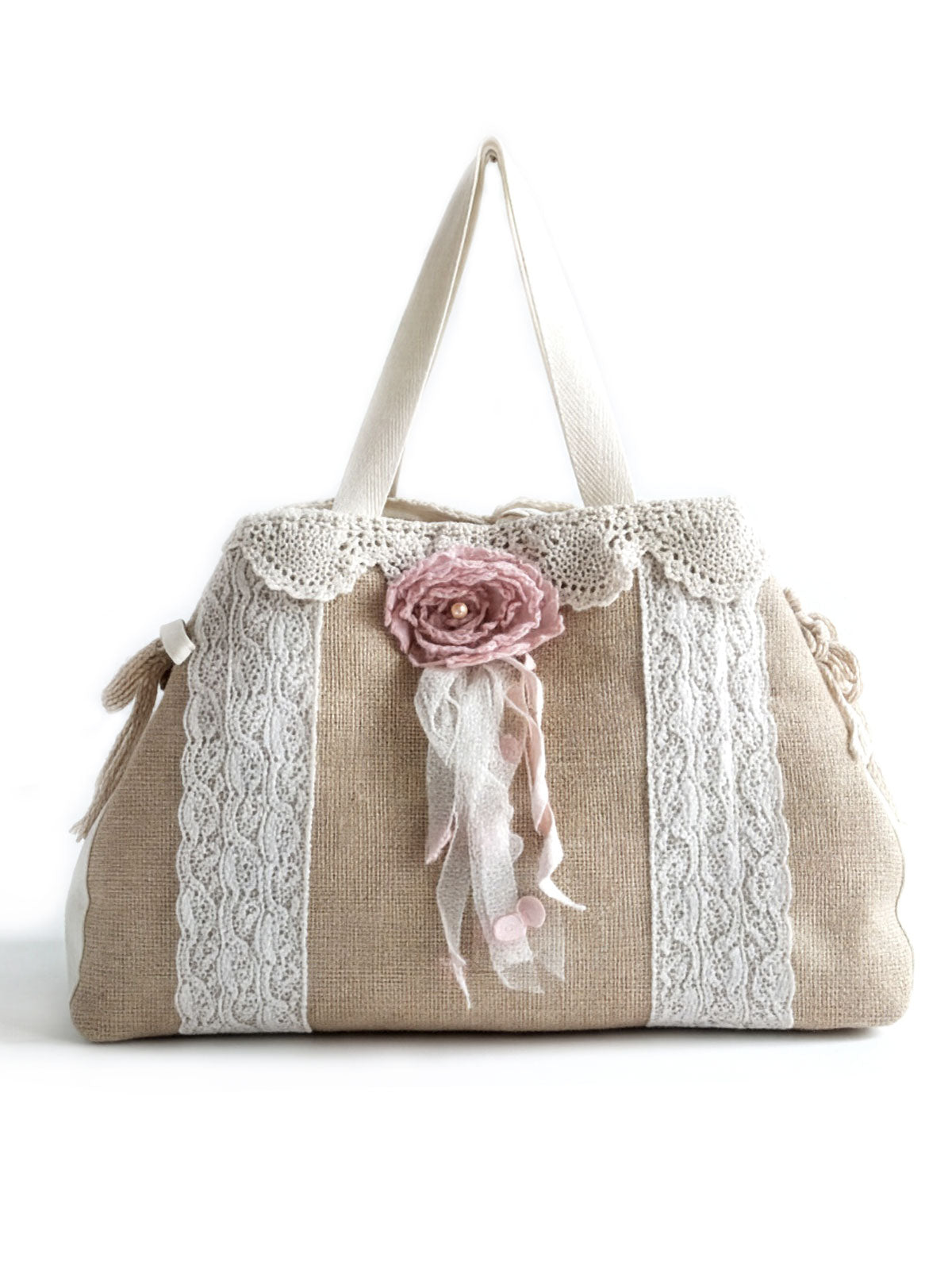 Baptism Handmade Natural Burlap bag - LYDIA