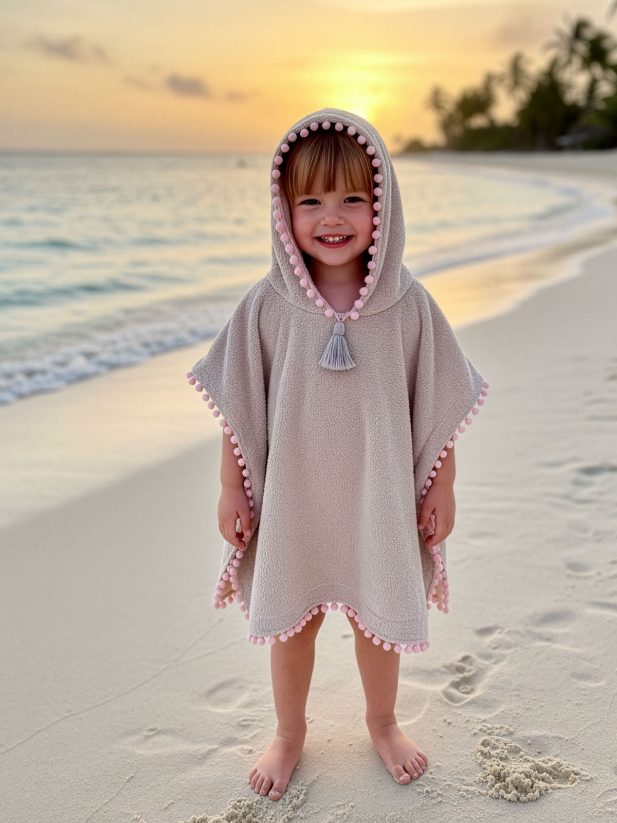 MALOX Beige-Pink Μπουρνούζι-Poncho