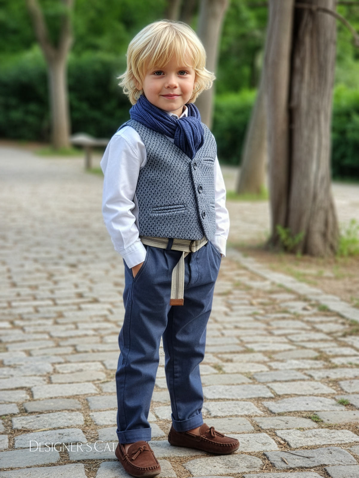 Baptism Outfit for boy set 6pcs - MATHIEU Blue