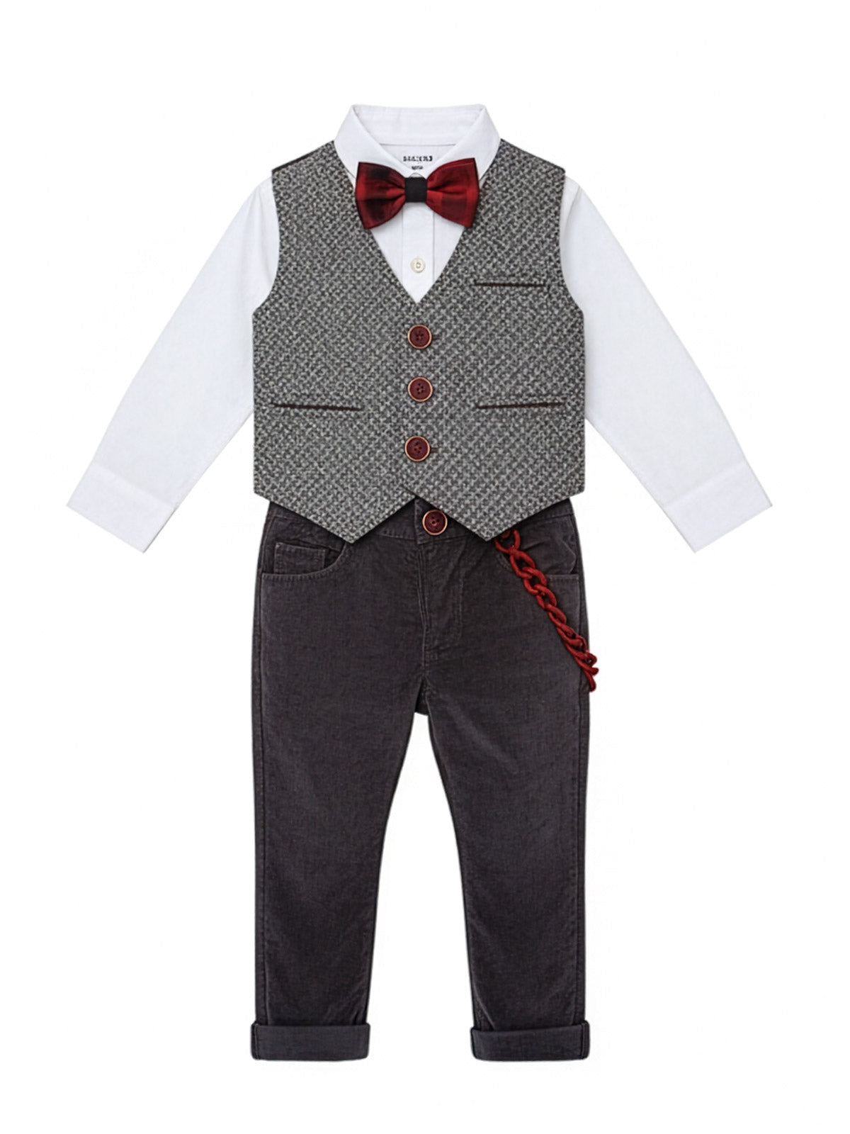 Baptism Outfit for boy set 6pcs - MIKELLE Grey