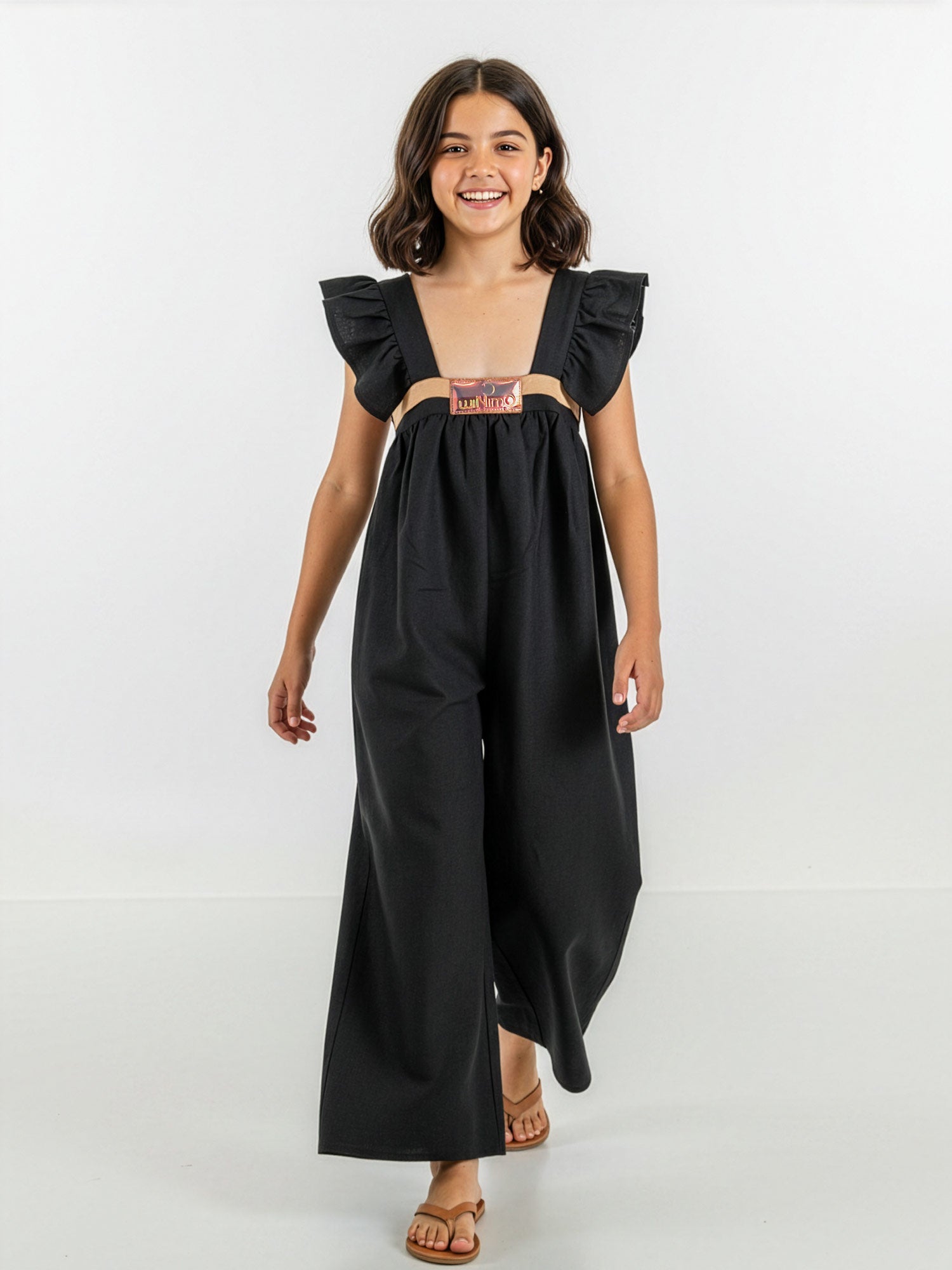 Minimo - Ολόσωμη μαύρη βαμβακερή φόρμα για κορίτσια- MF30020