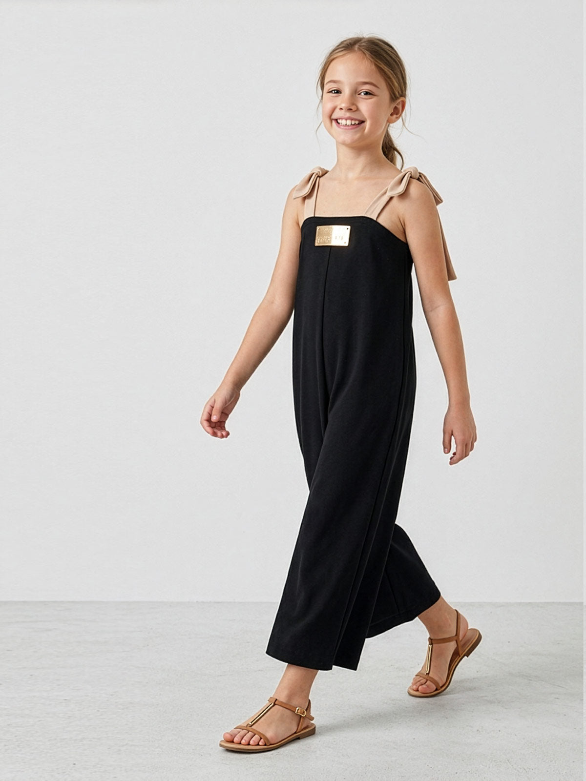 Minimo - Girl's cotton zip cullote black-MD30000A