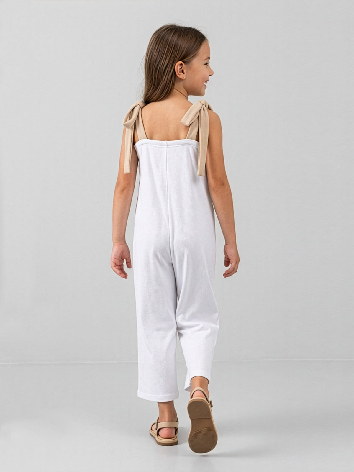 Minimo - Girl's cotton zip cullote white-MD30000A