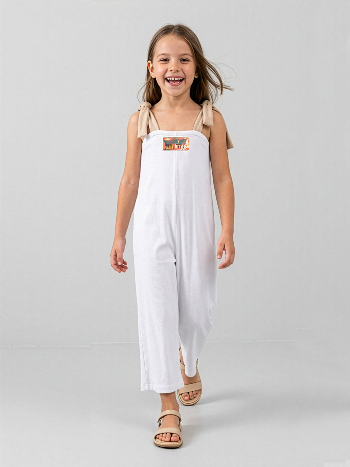 Minimo - Girl's cotton zip cullote white-MD30000A