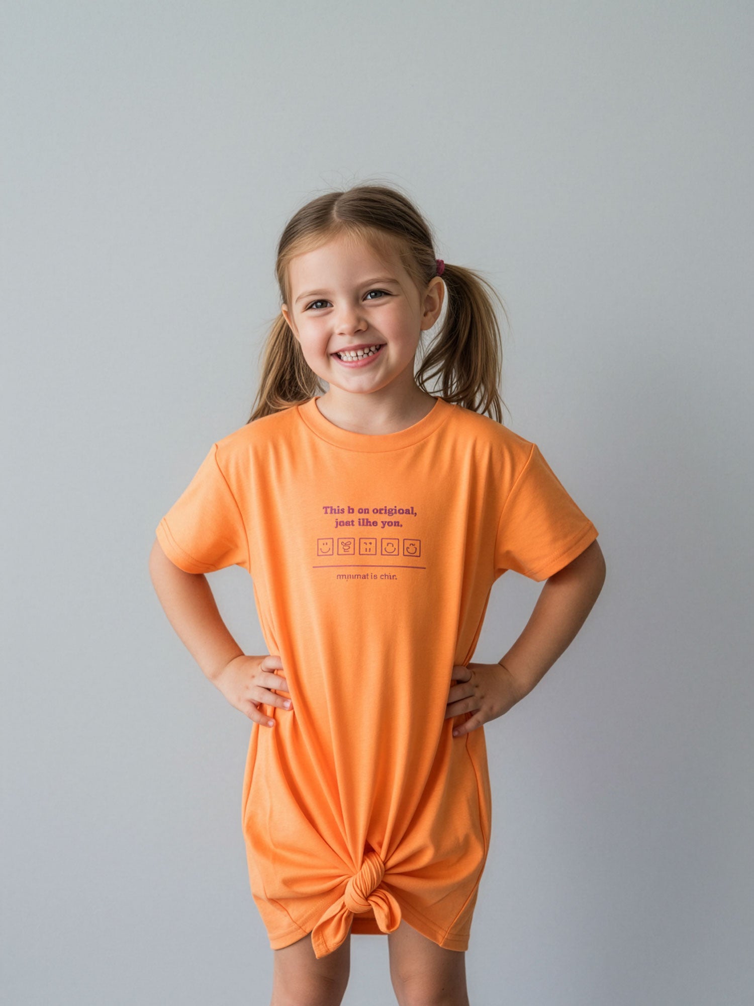 Minimo- Girls’ dress with knot-Orange MD30004