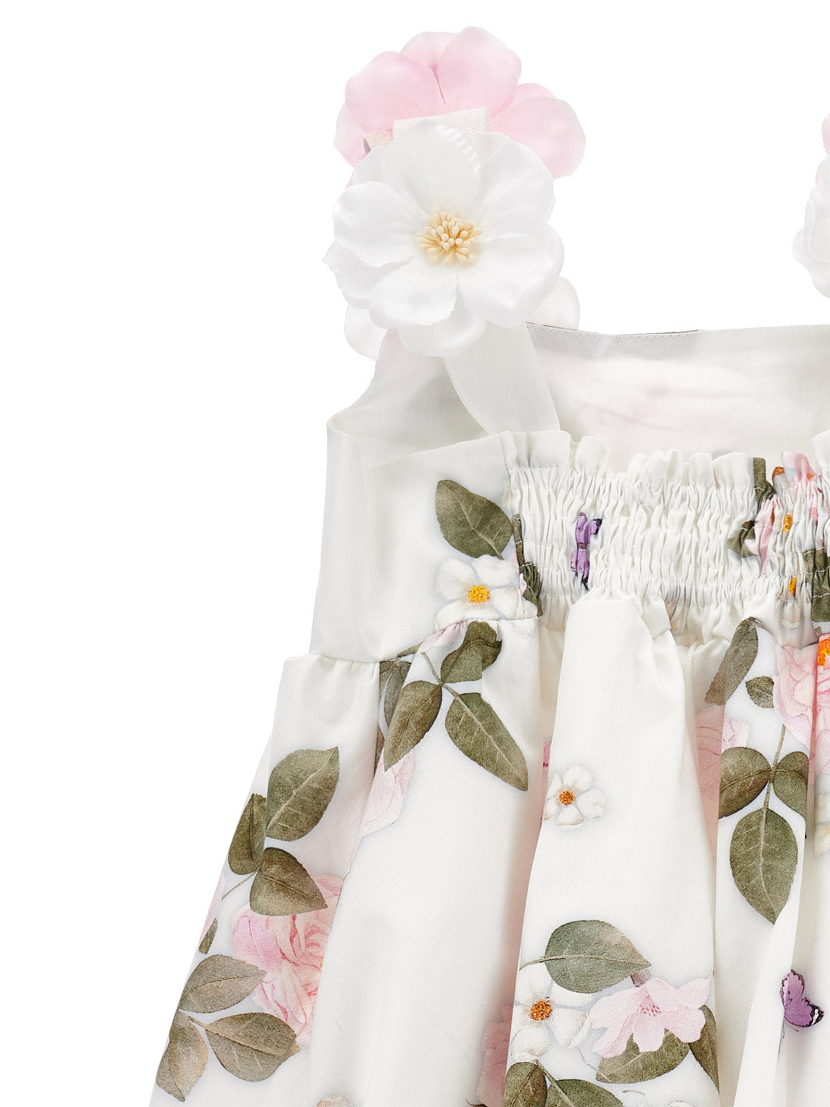 Monnalisa Βαμβακερό καλοκαιρινό φόρεμα με απλικέ
