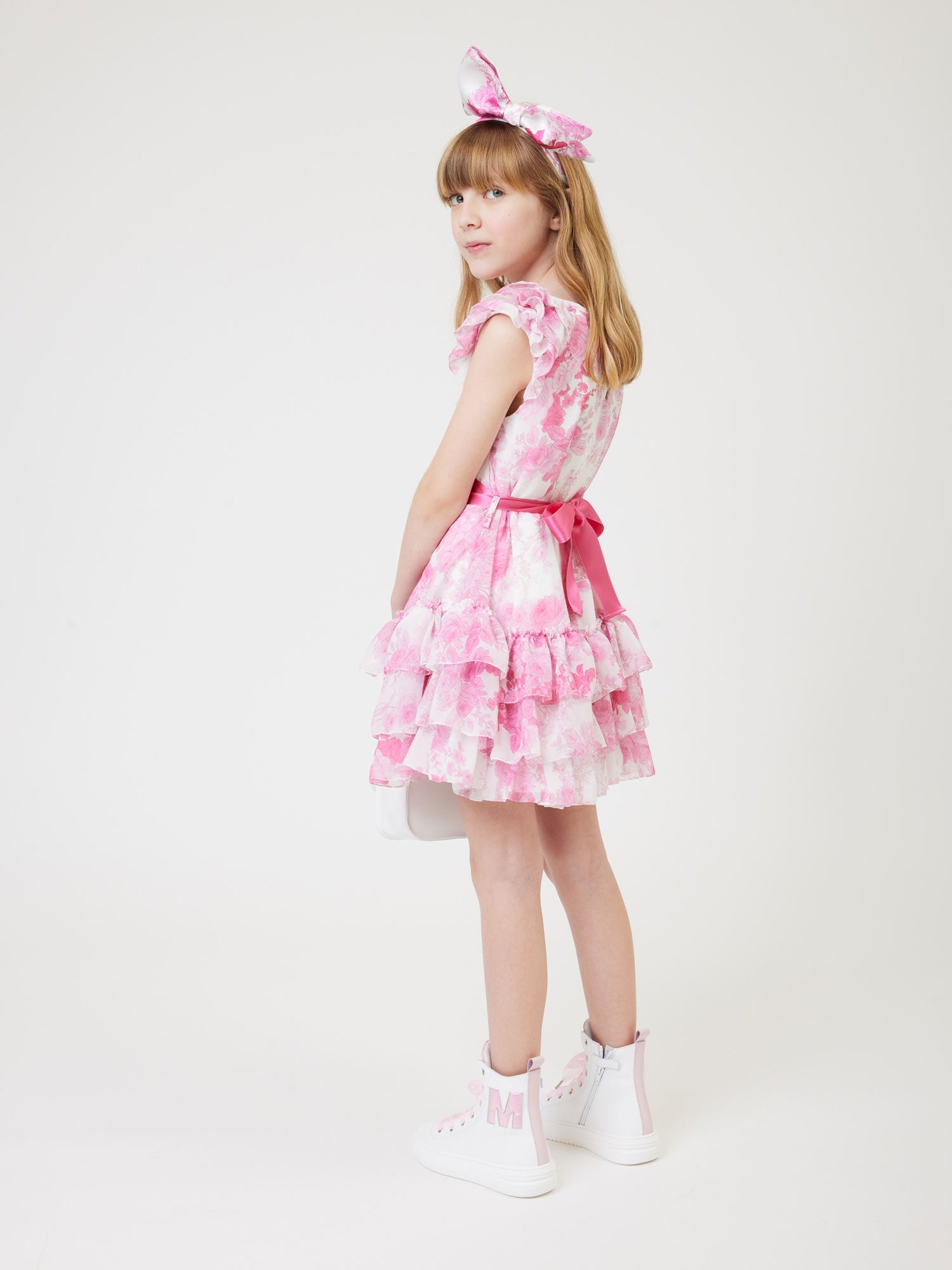 Girls tulle dress with flounces-71C916