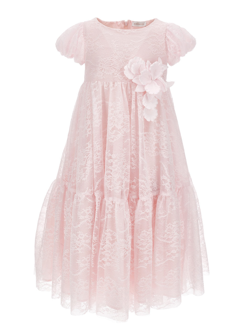 Girls floral lace dress-71C919 Pink