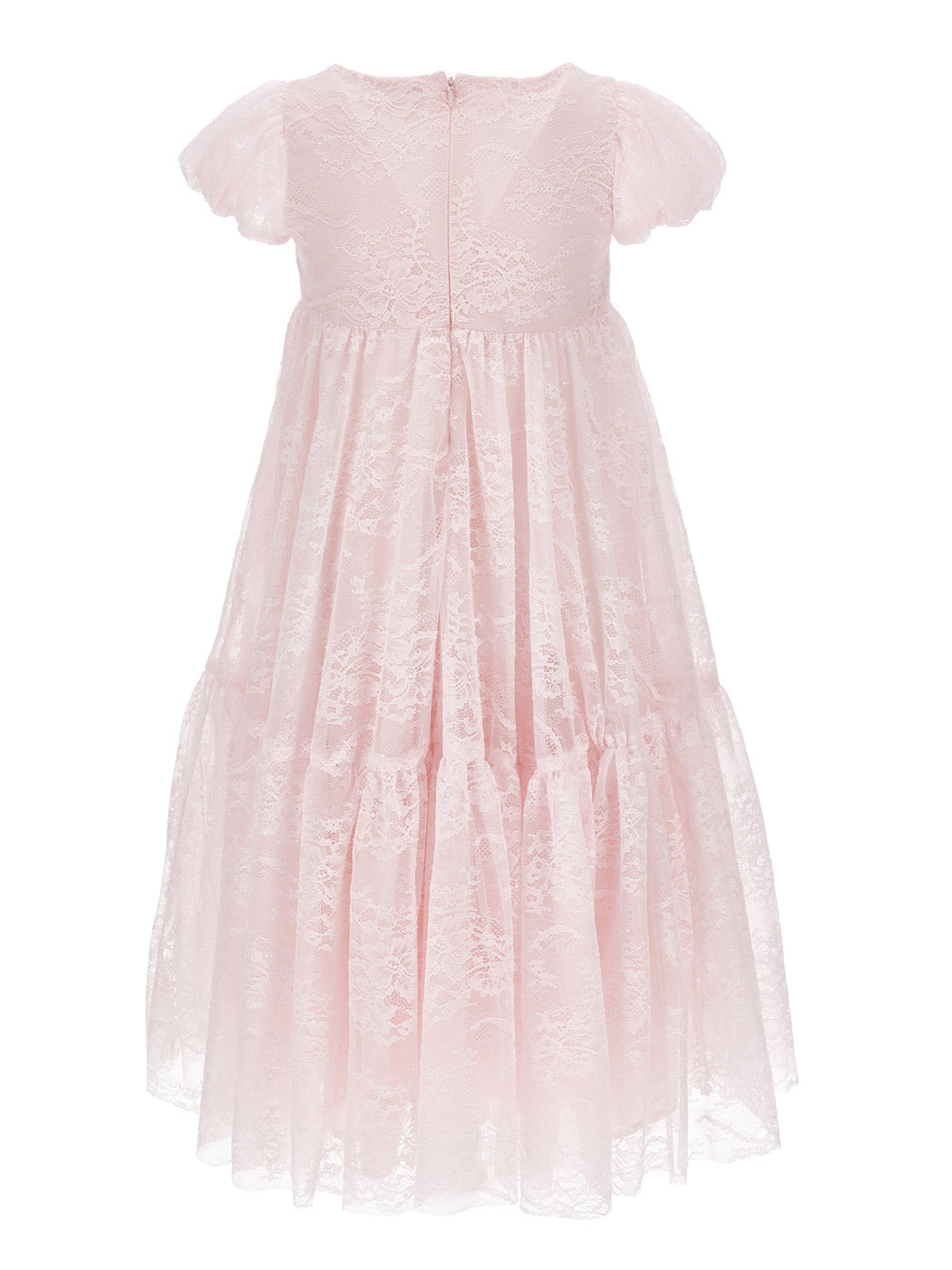 Girls floral lace dress-71C919 Pink