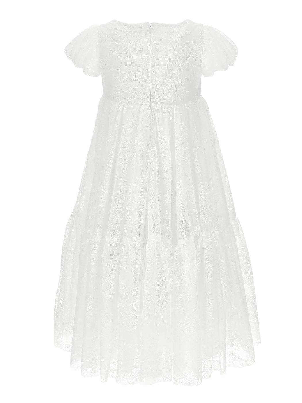 Monnalisa Δαντελένιο φλοράλ φόρεμα -71C919 Λευκό