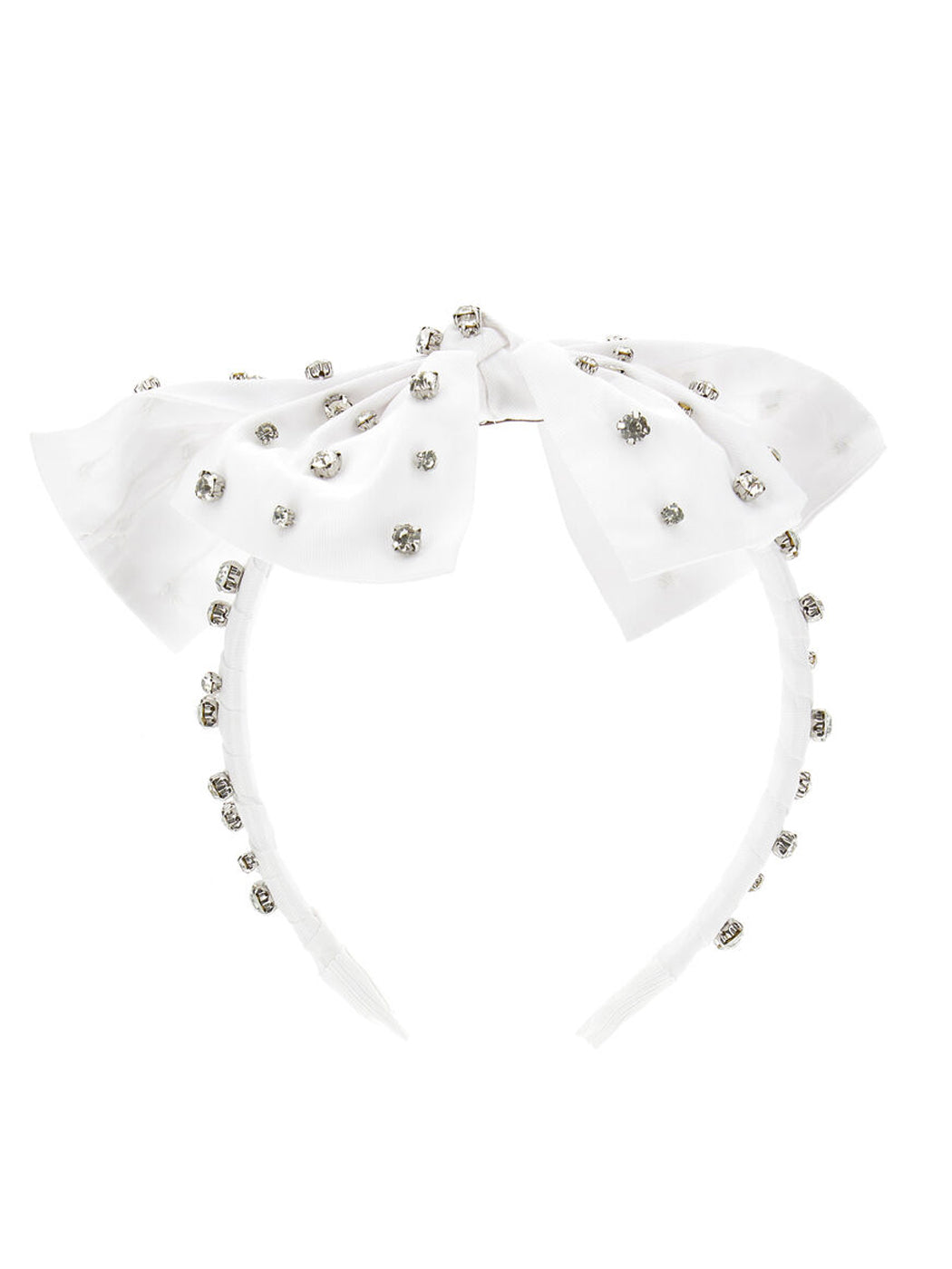 Monnalisa Satin maxi bow headband 17C003-White