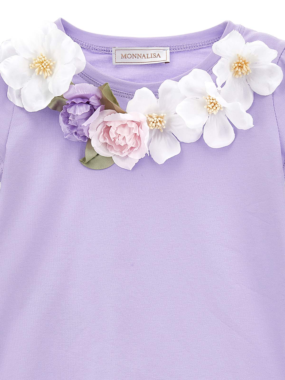 Monnalisa Βαμβακερό μπλουζάκι με λουλούδια