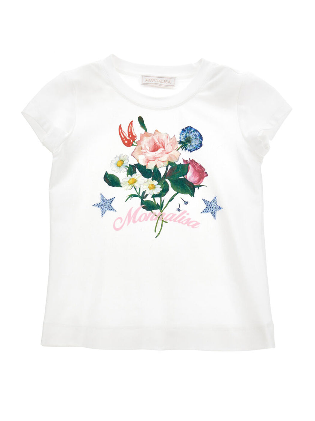 Monnalisa Βαμβακερό μπλουζάκι με τύπωμα για κορίτσι-19C605