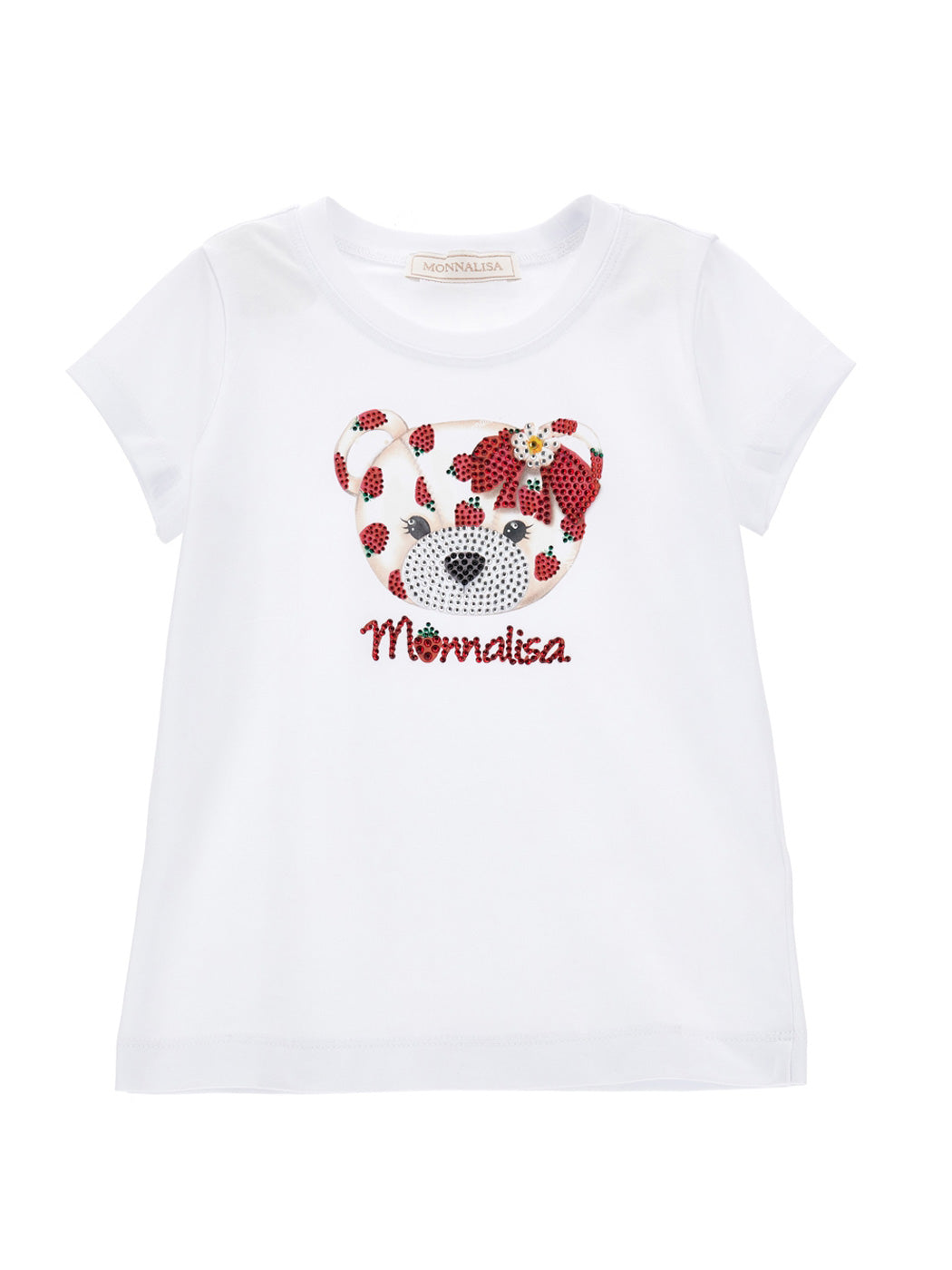 Monnalisa Βαμβακερό μπλουζάκι με στάμπα Teddy