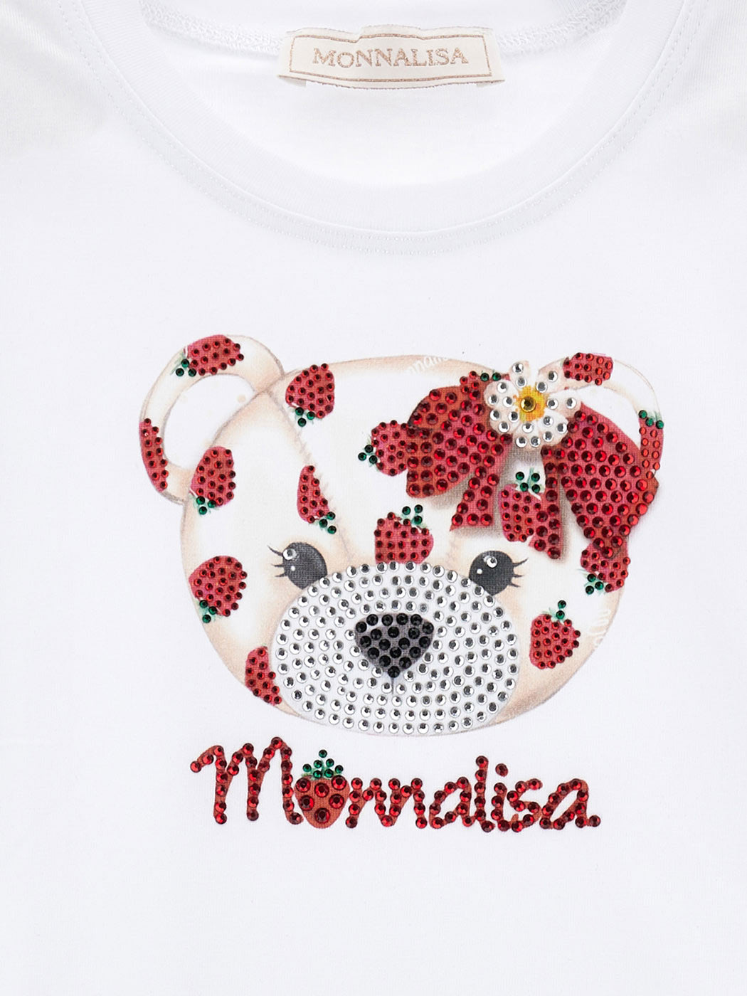 Monnalisa Βαμβακερό μπλουζάκι με στάμπα Teddy