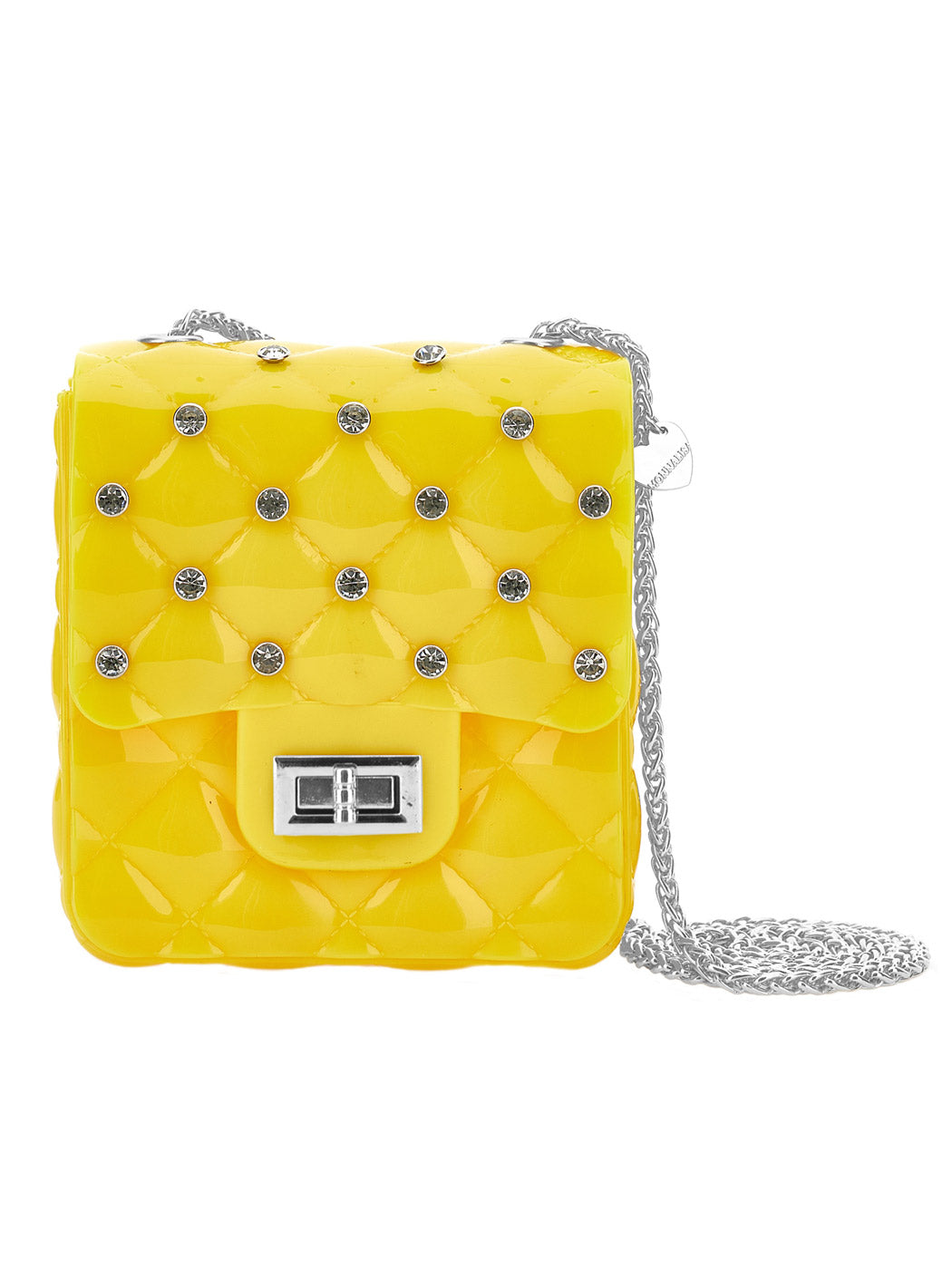 Monnalisa quilted bag with rhinestones-Yellow