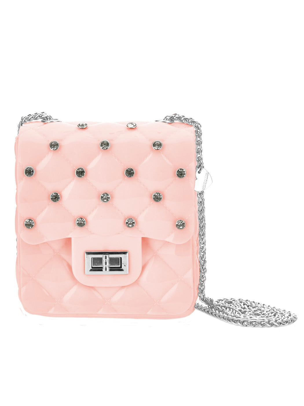 Monnalisa quilted bag with rhinestones-Pink