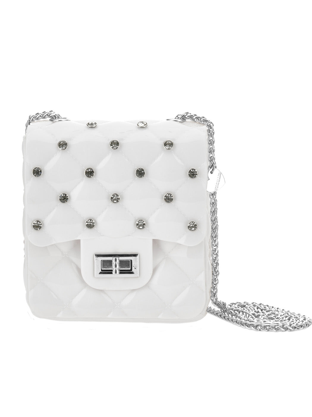 Monnalisa quilted bag with rhinestones-white