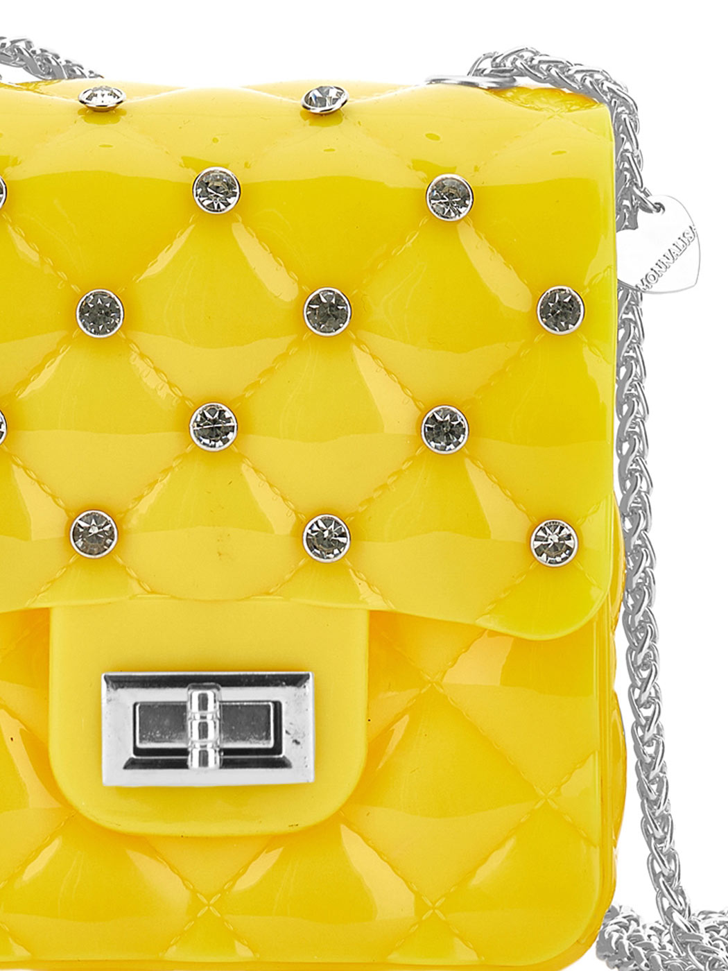 Monnalisa quilted bag with rhinestones-Yellow