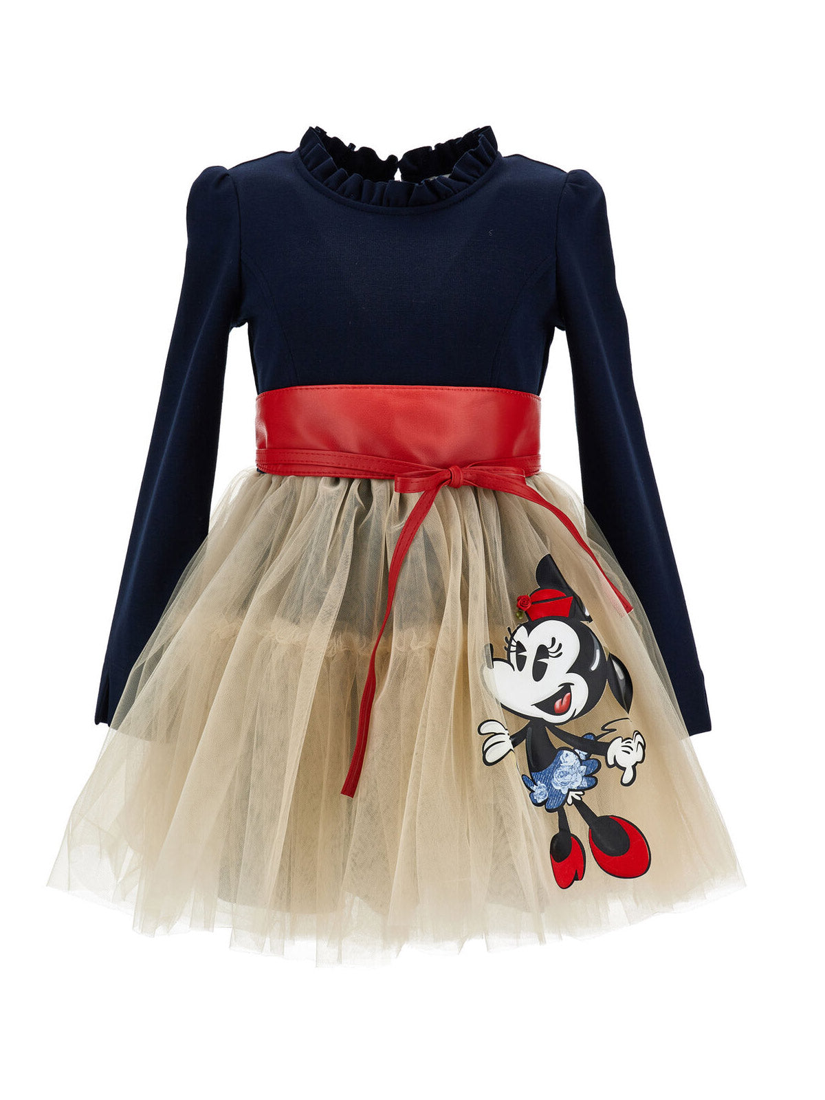 Monnalisa Girl's Minnie tulle dress with bow