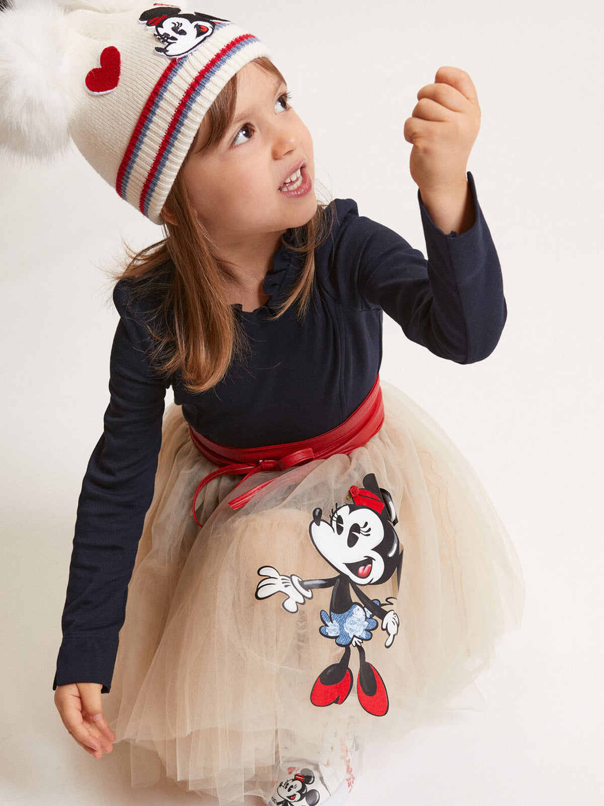 Monnalisa Girl's Minnie tulle dress with bow