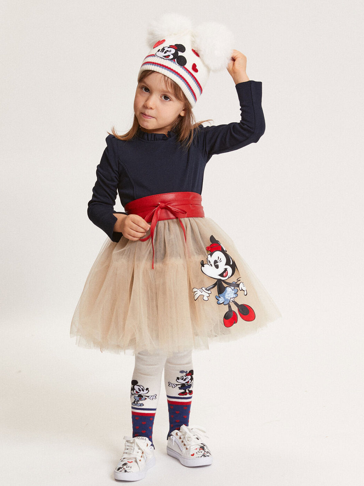 Monnalisa Girl's Minnie tulle dress with bow