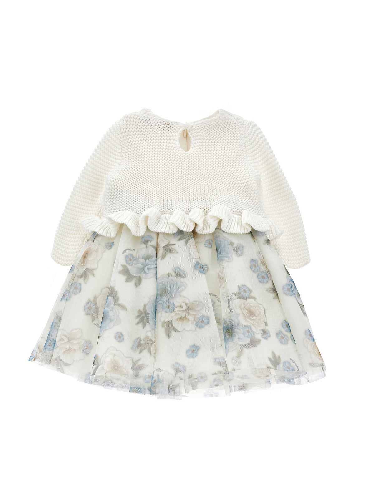 Monnalisa knitted dress with floral design for babies
