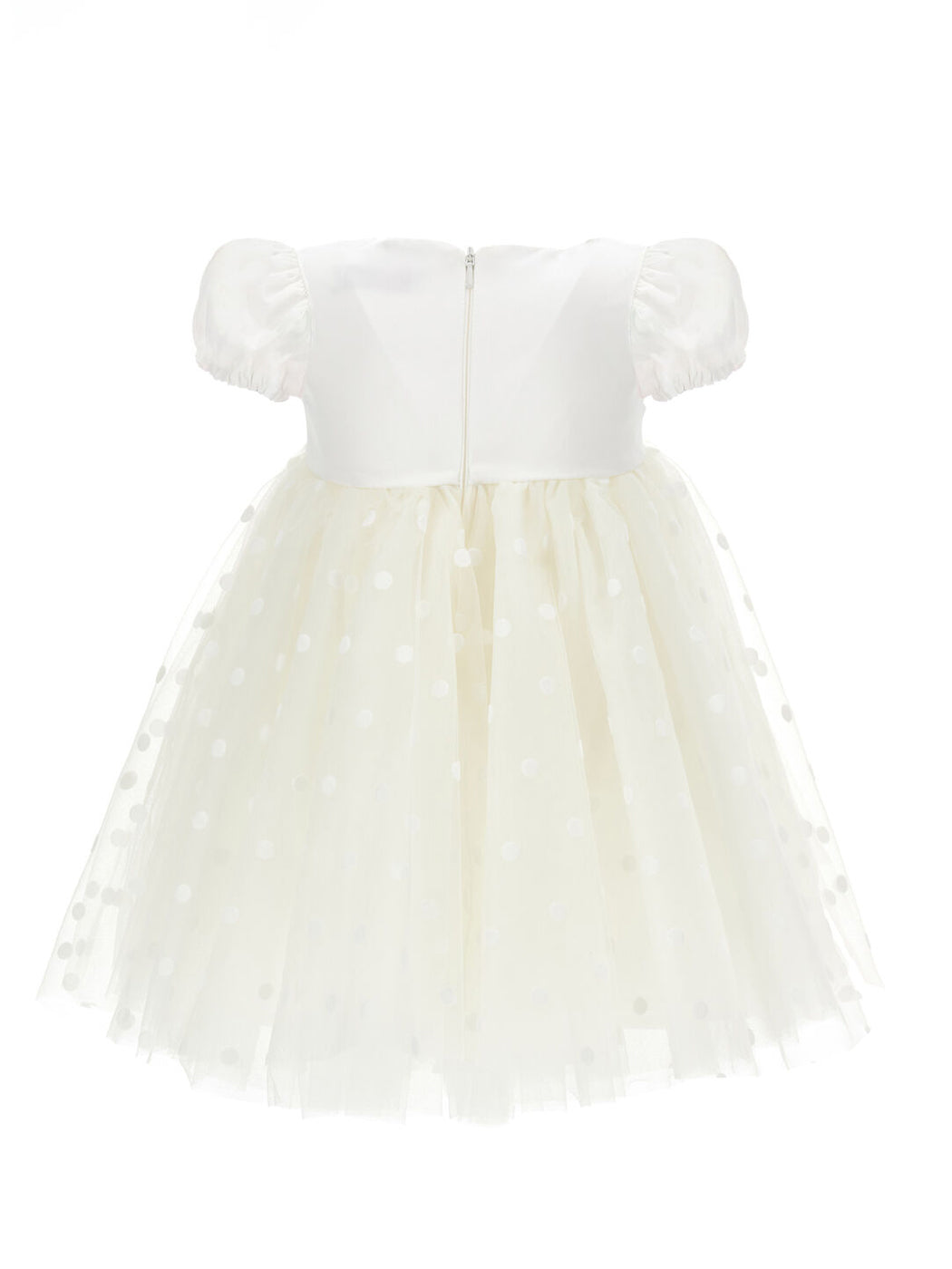 Baby tulle dress with appliquéd flowers