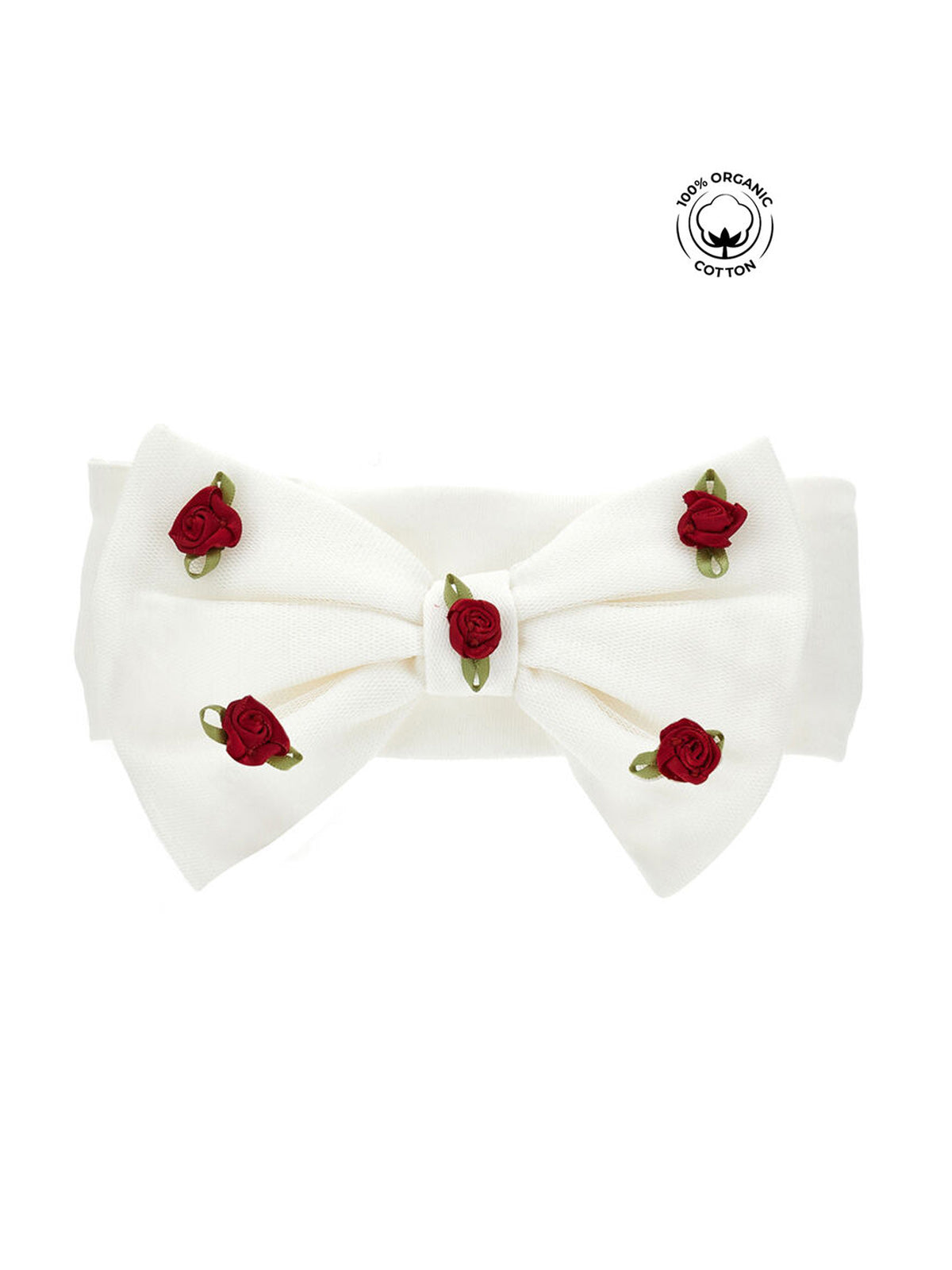 Monnalisa Κορδέλα μαλλιών με φιόγκο και απλικέ τριαντάφυλλα