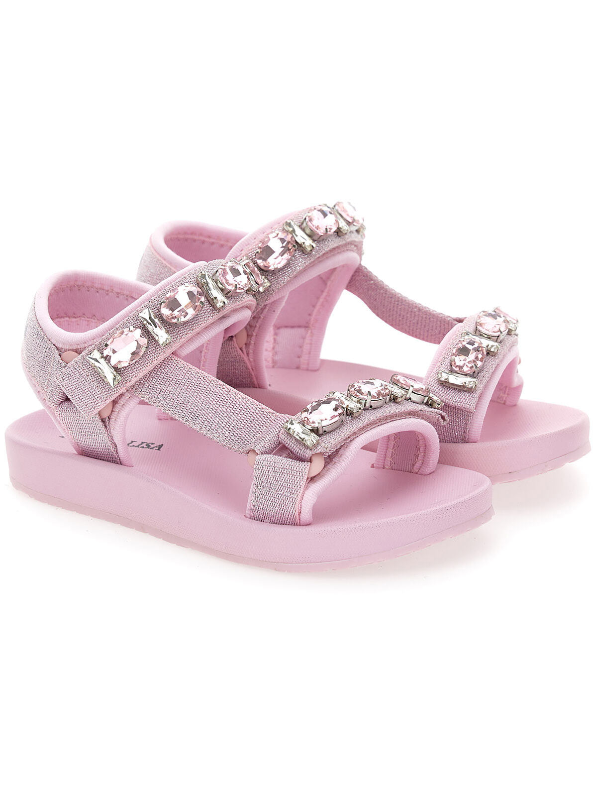 Monnalisa Hi-tech sandals with glam details-Pink