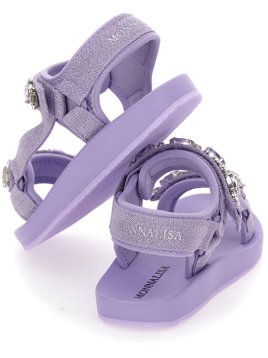 Monnalisa Hi-tech sandals with glam details-Purple