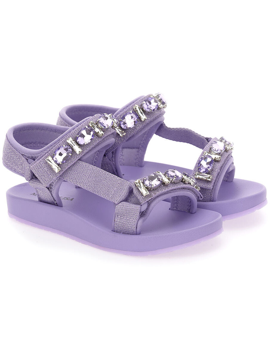 Monnalisa Hi-tech sandals with glam details-Purple