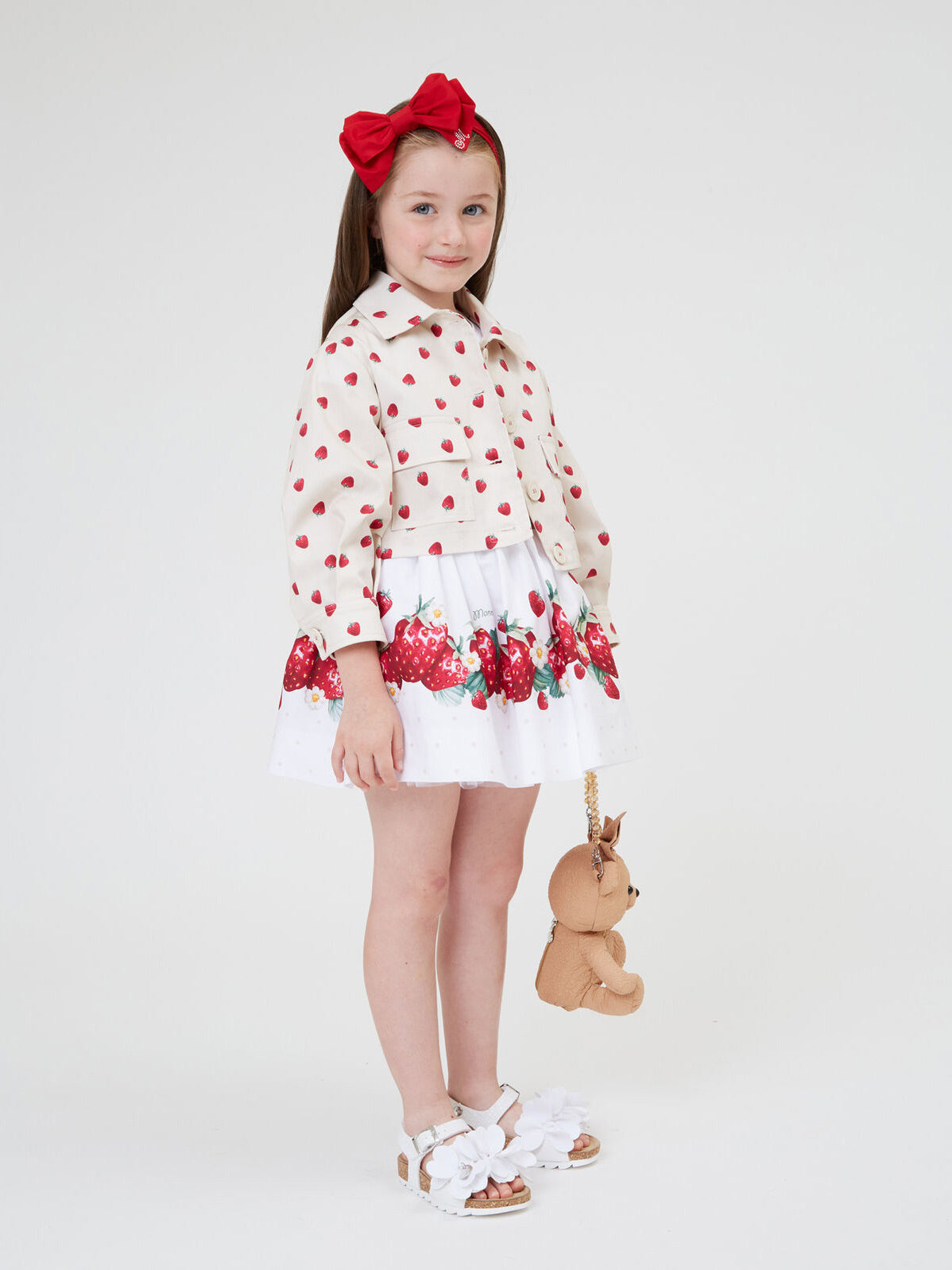 Monnalisa poplin skirt with strawberry print