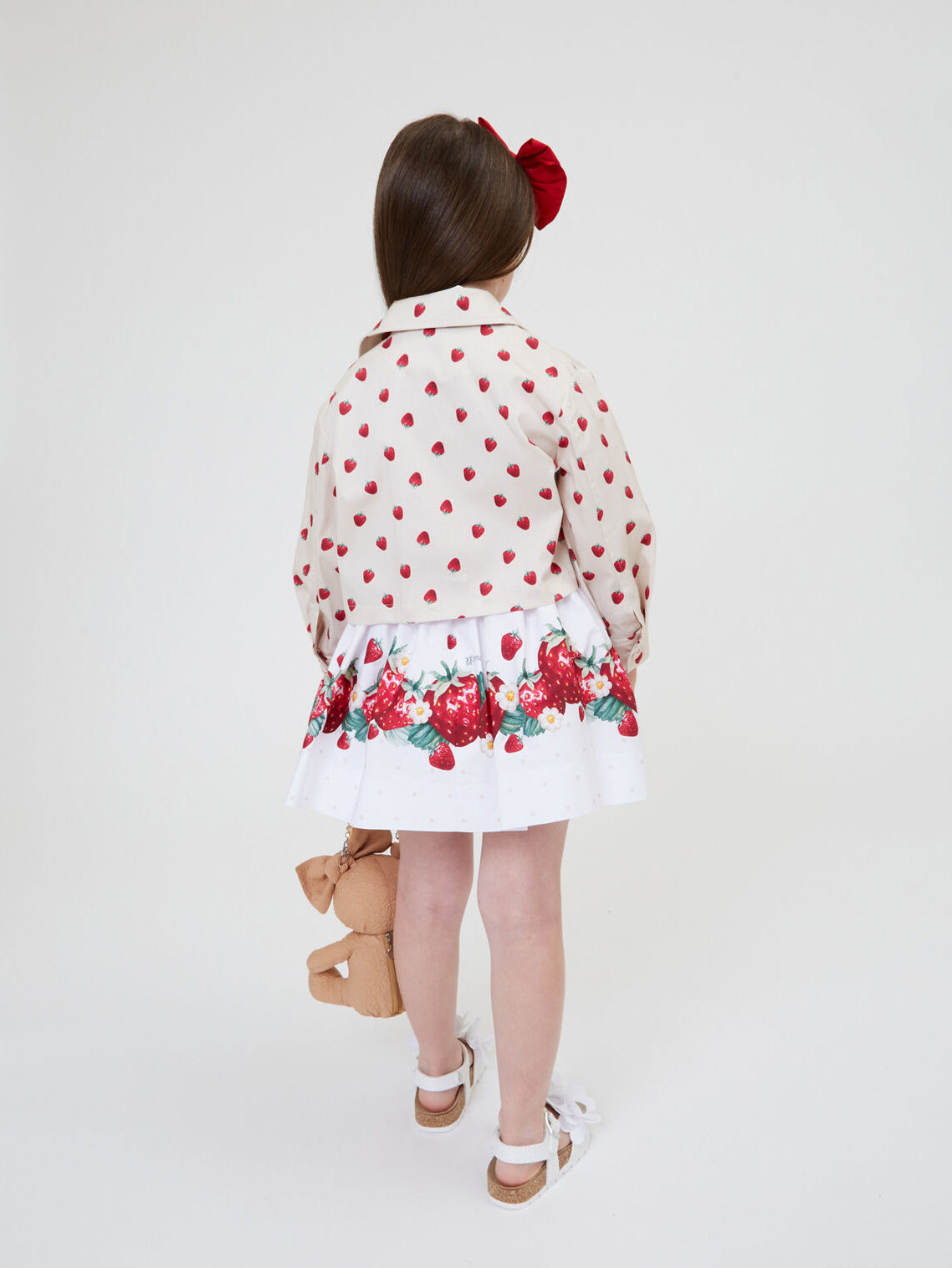 Monnalisa poplin skirt with strawberry print