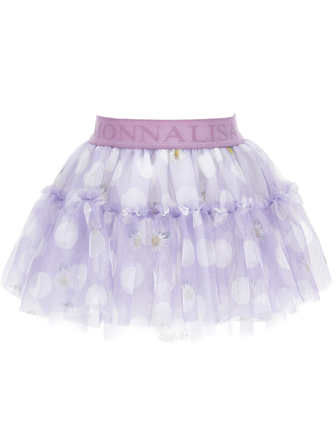 Monnalisa Tulle skirt with polka dots and daisies