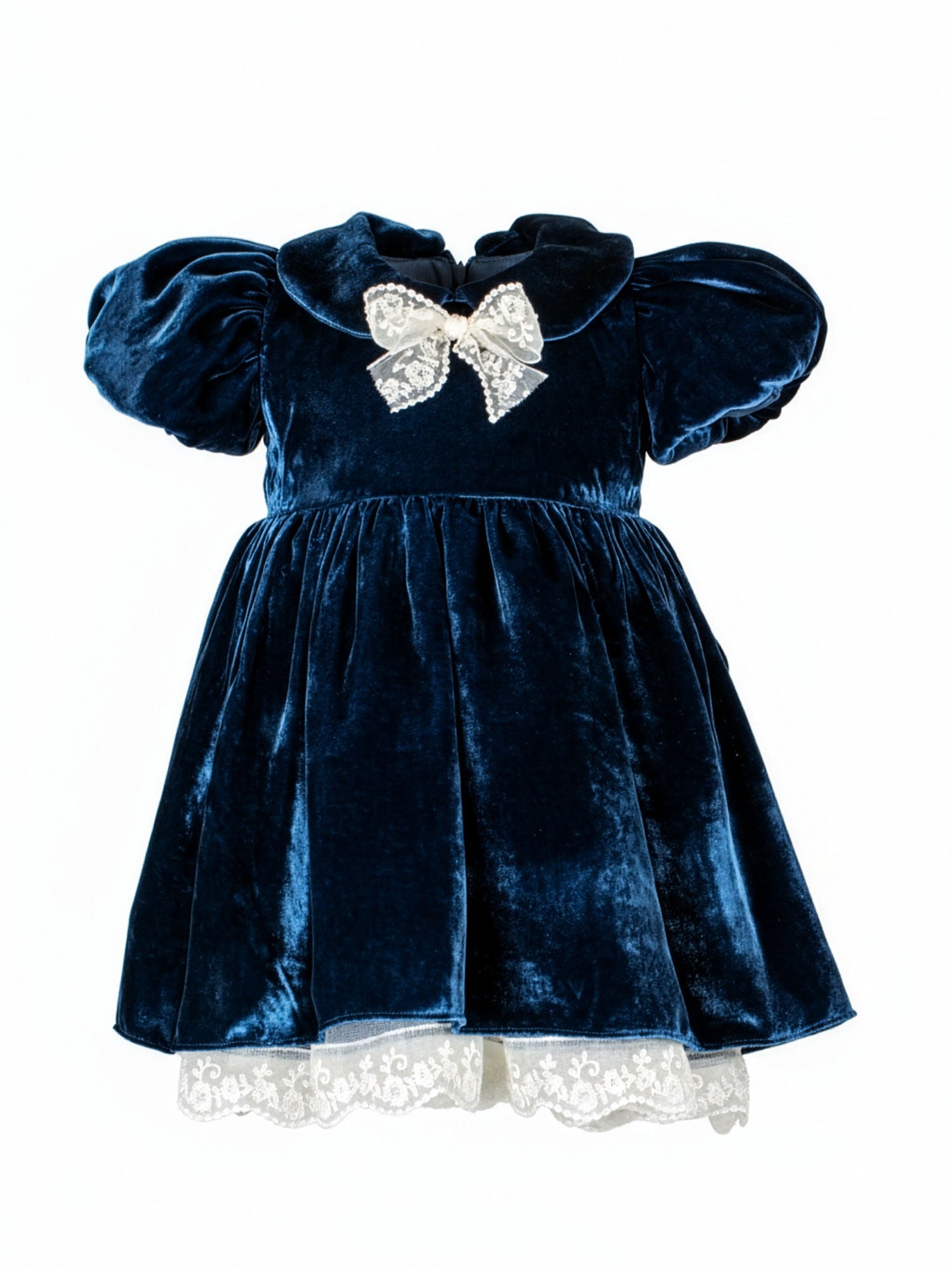 Baby silk dress with puffed sleeves – MOON