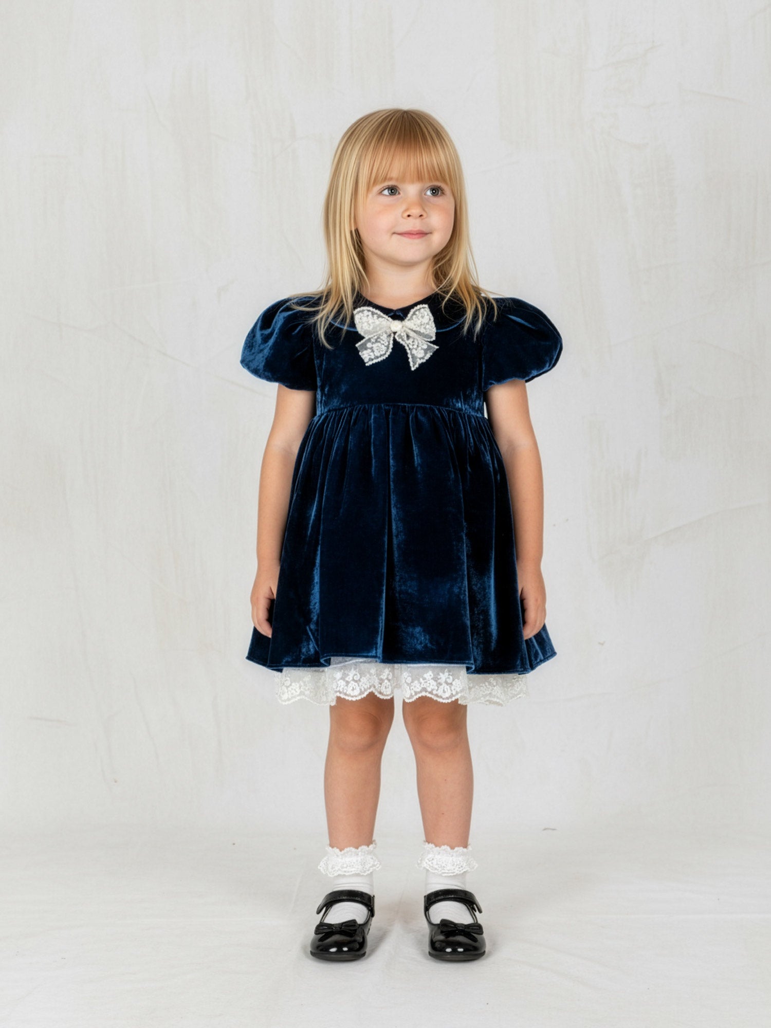Baby silk dress with puffed sleeves – MOON