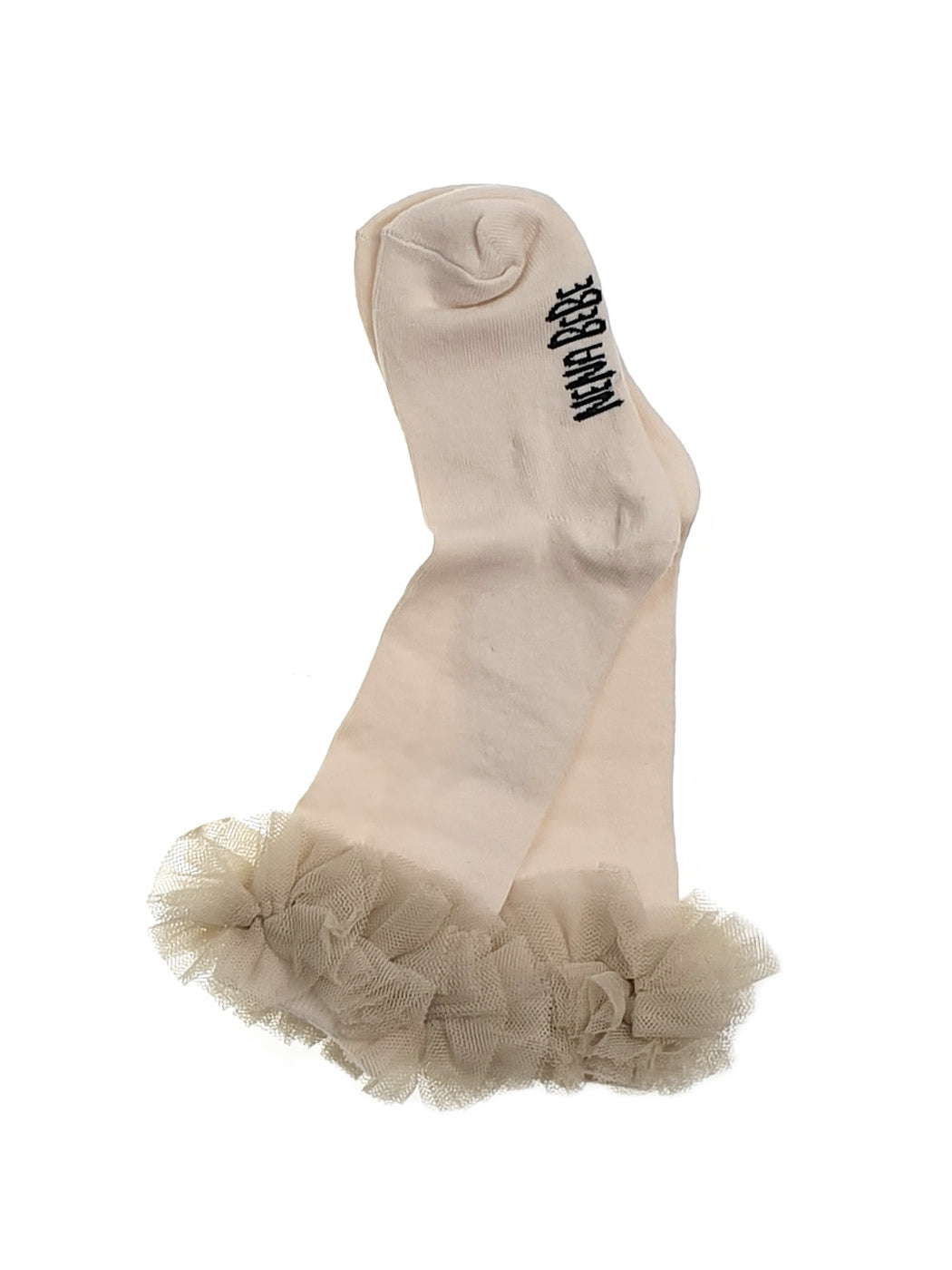 NENA BEBE knee-high sock with tulle ruffle-22N10 cream