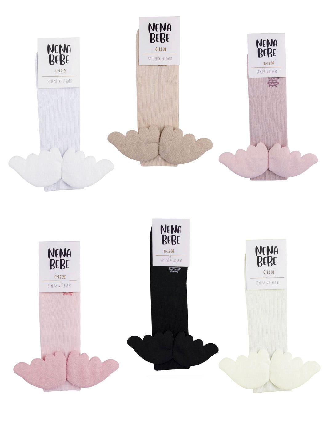 NENA BEBE Knee-high socks with wings-B5008 dark pink