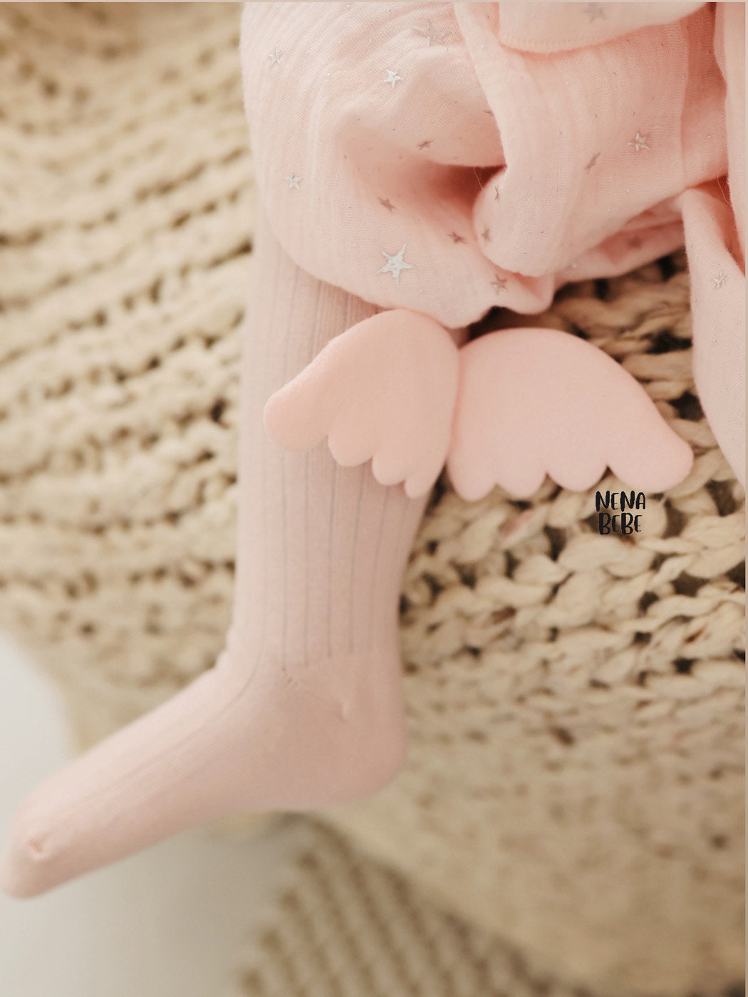 NENA BEBE Knee-high socks with wings-B5008 pink