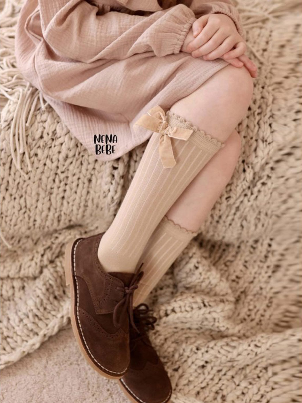 NENA BEBE Ribbed knee socks-6004 beige