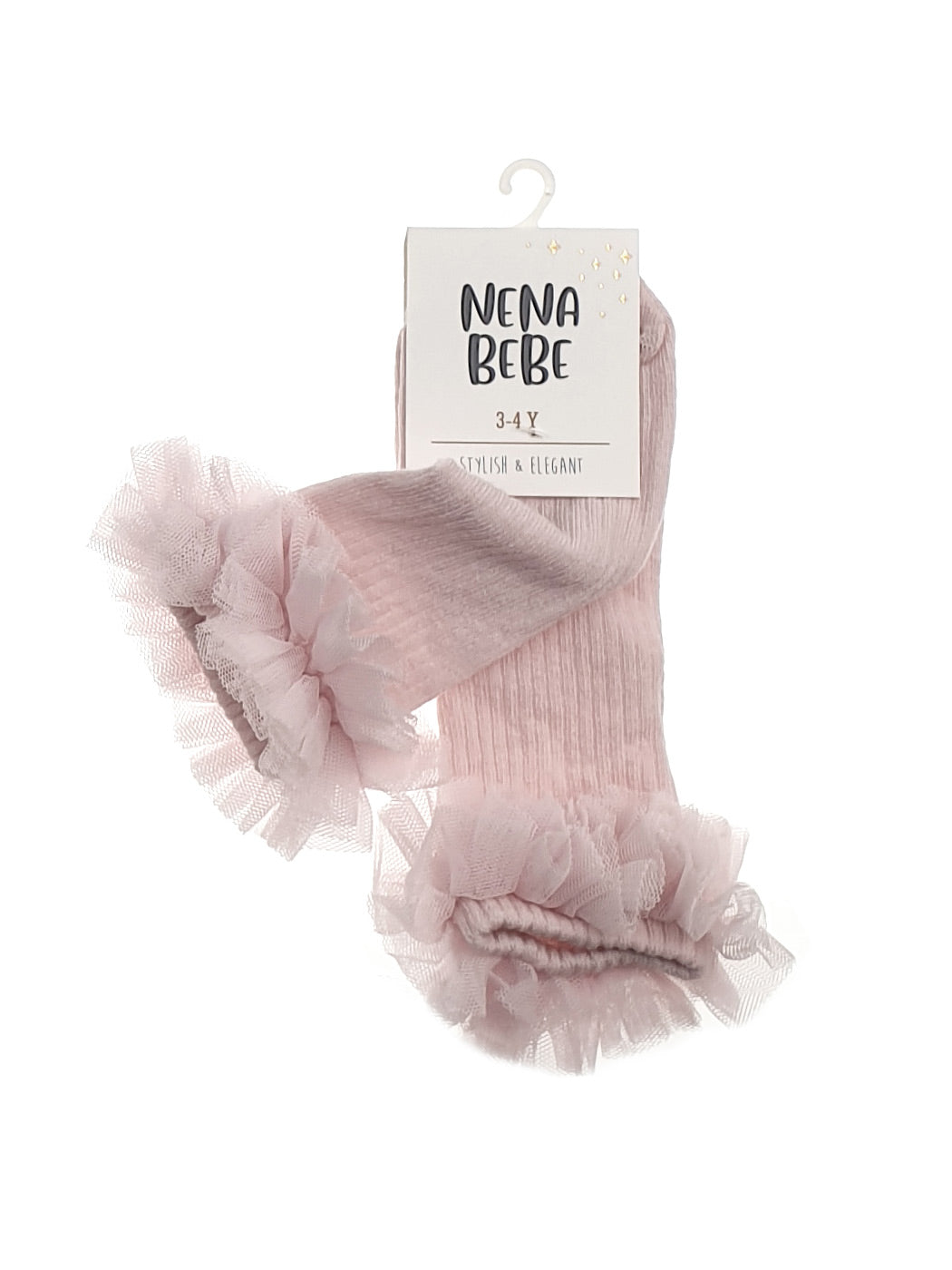 NENA BEBE Ροζ Κοριτσίστικες κοντές κάλτσες με τούλινο βολάν
