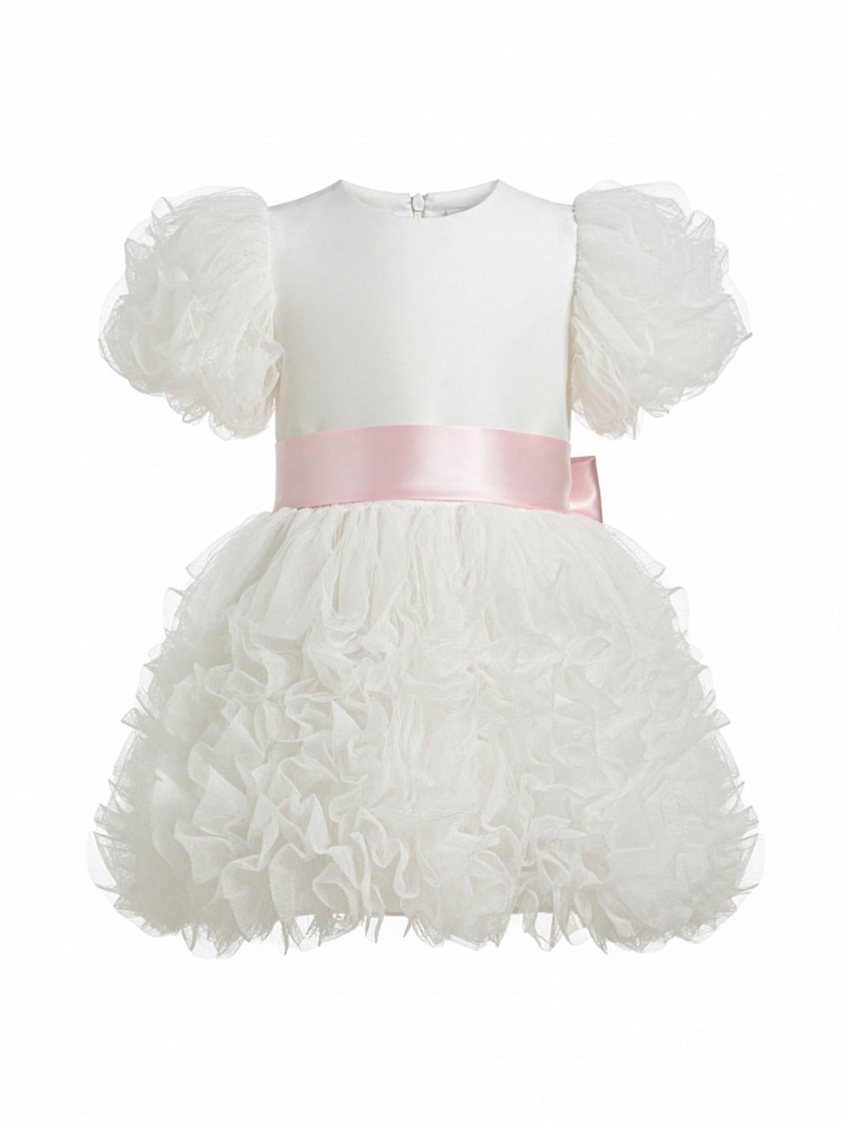 Girl's Ruffled dress with puffed sleeve-ODESSA