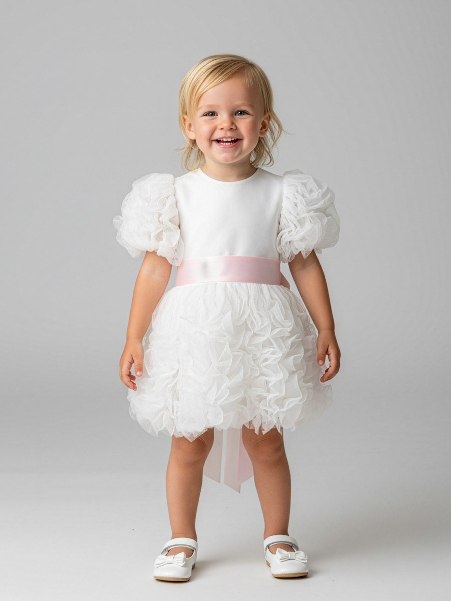 Girl's Ruffled dress with puffed sleeve-ODESSA