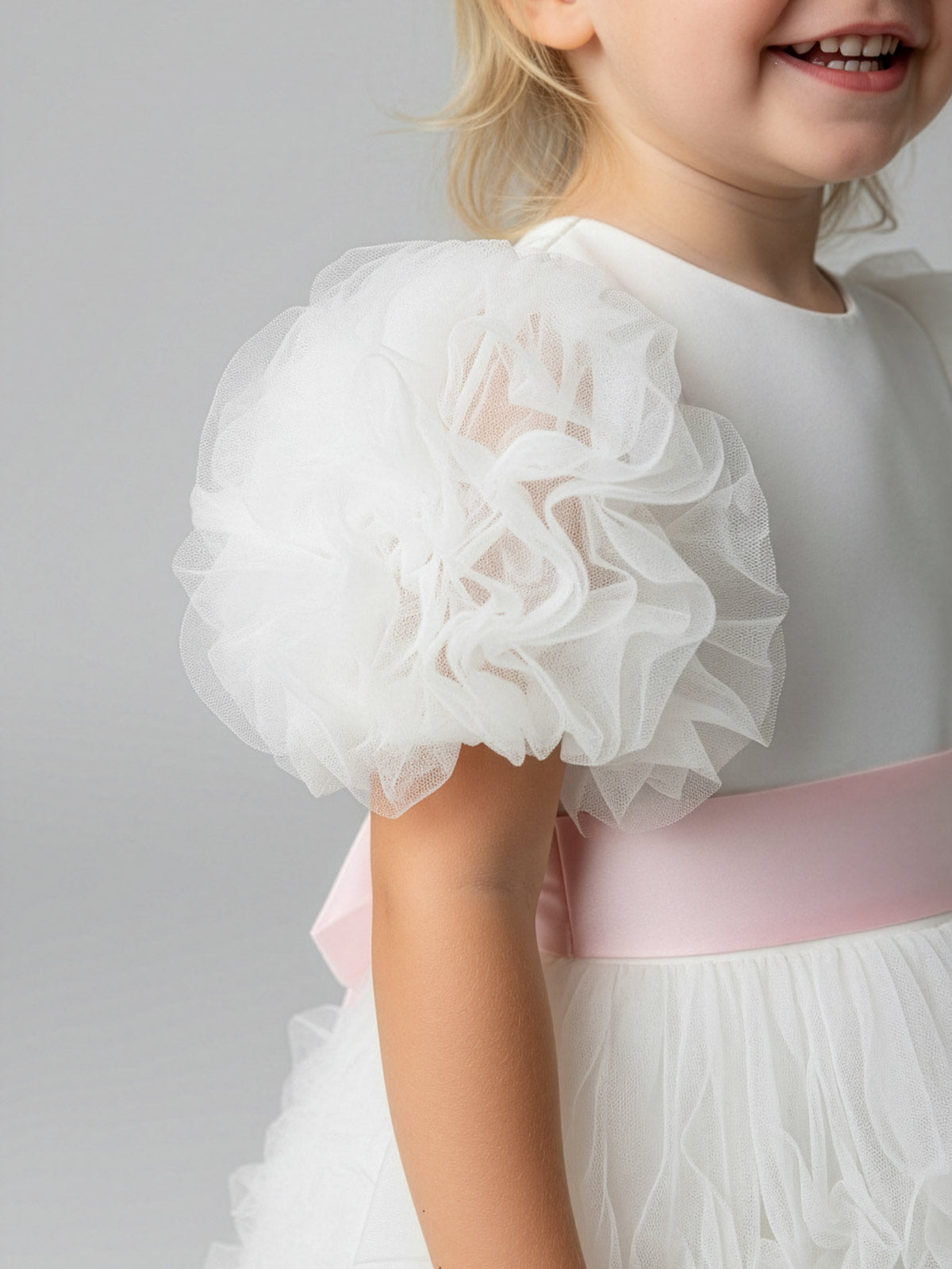 Girl's Ruffled dress with puffed sleeve-ODESSA